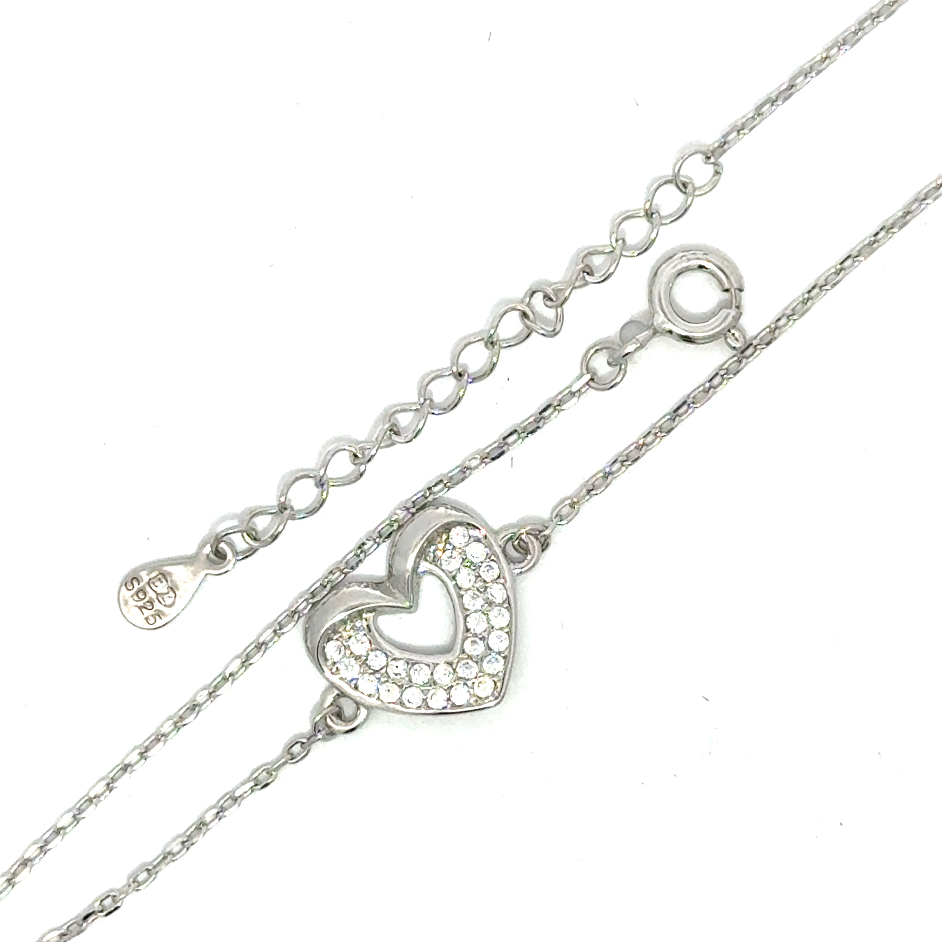 Brățară damă Inimă Pave, argint + zirconia