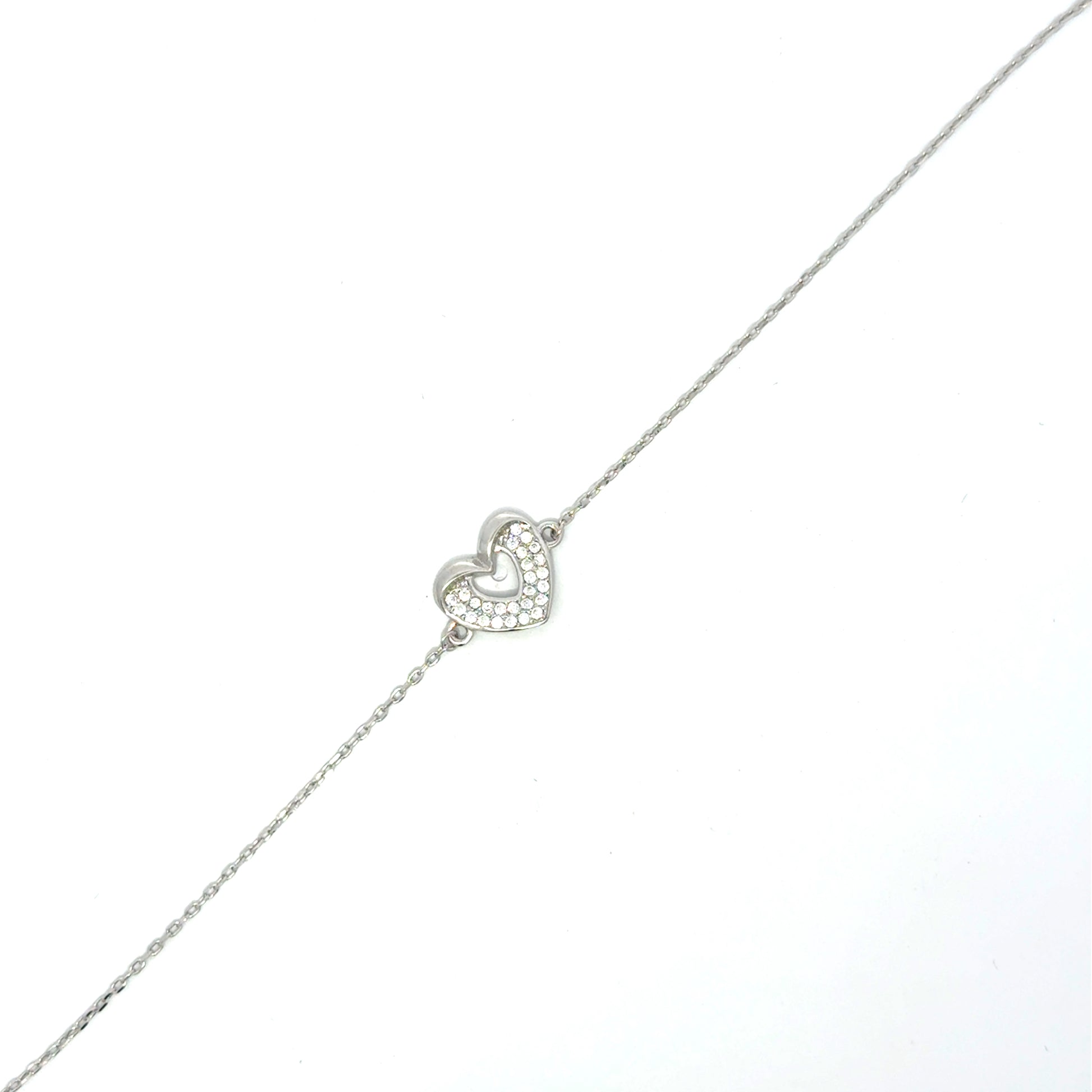 Brățară damă Inimă Pave, argint + zirconia