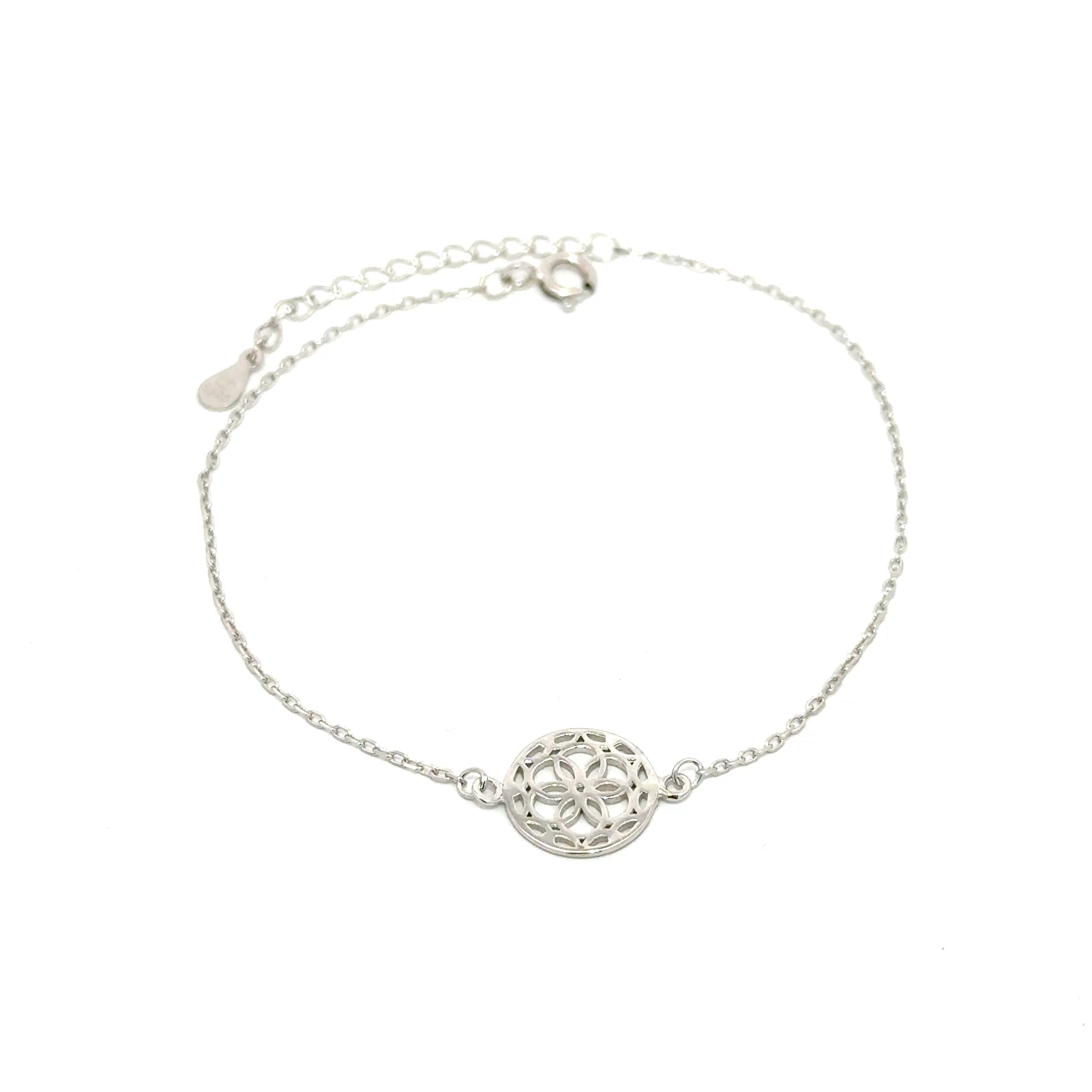 Brățară damă FLOARE ÎN CERC, argint rodiat