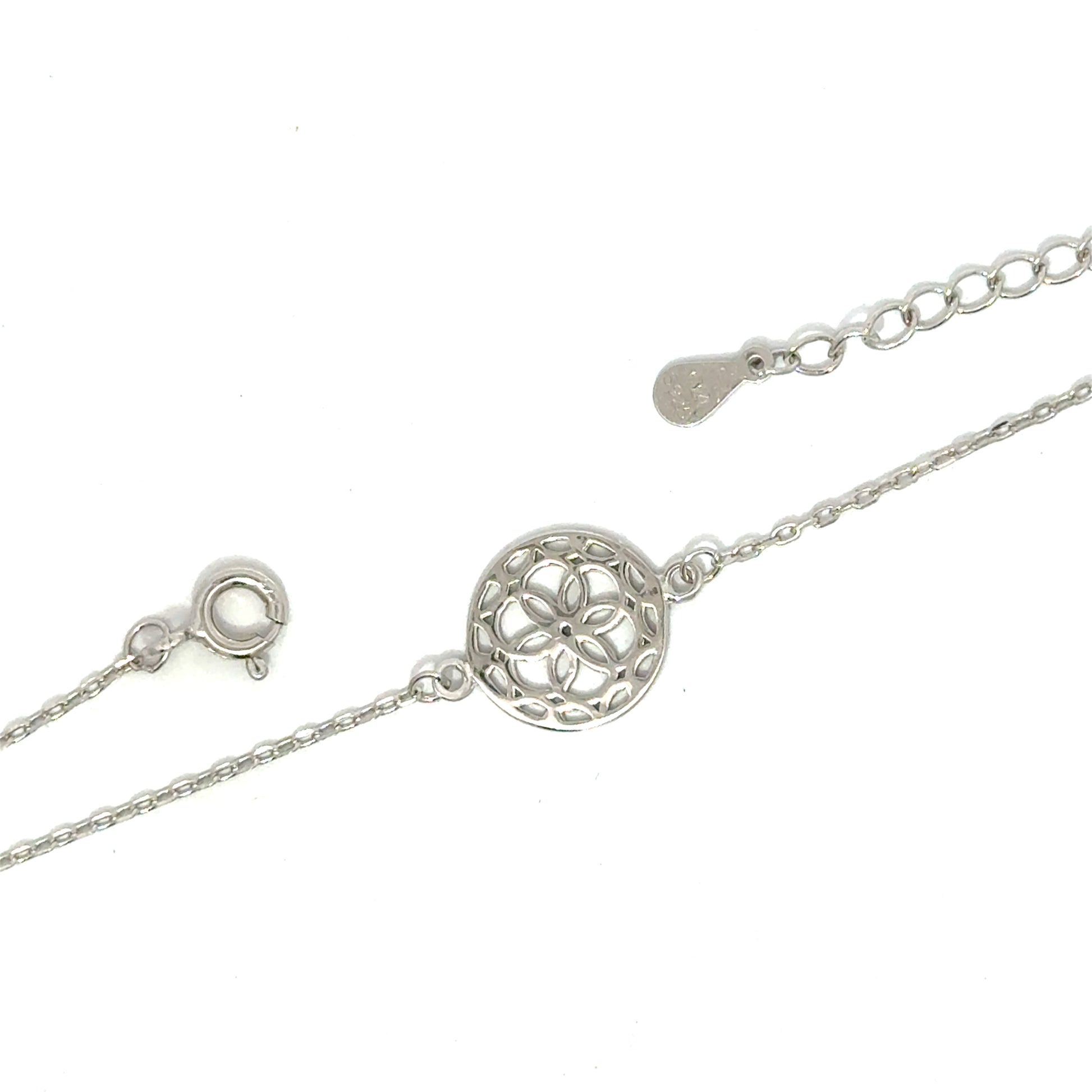 Brățară damă FLOARE ÎN CERC, argint rodiat