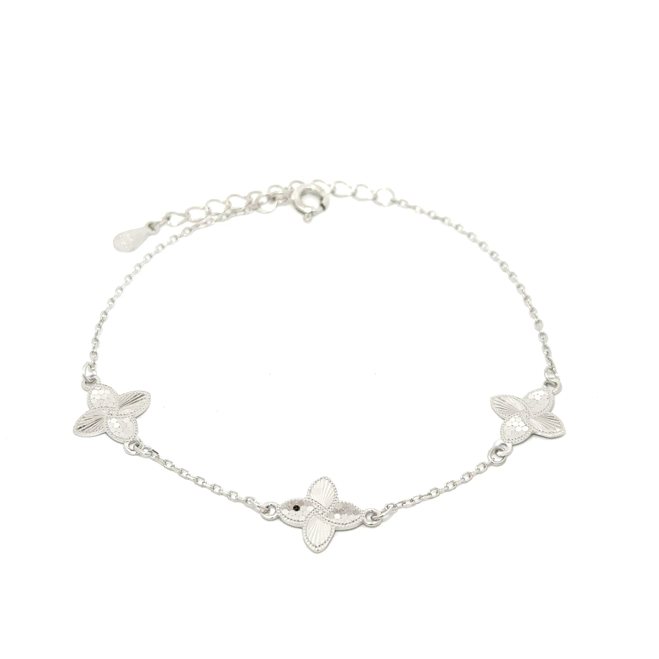 Brățară damă 3 FLORI, argint rodiat