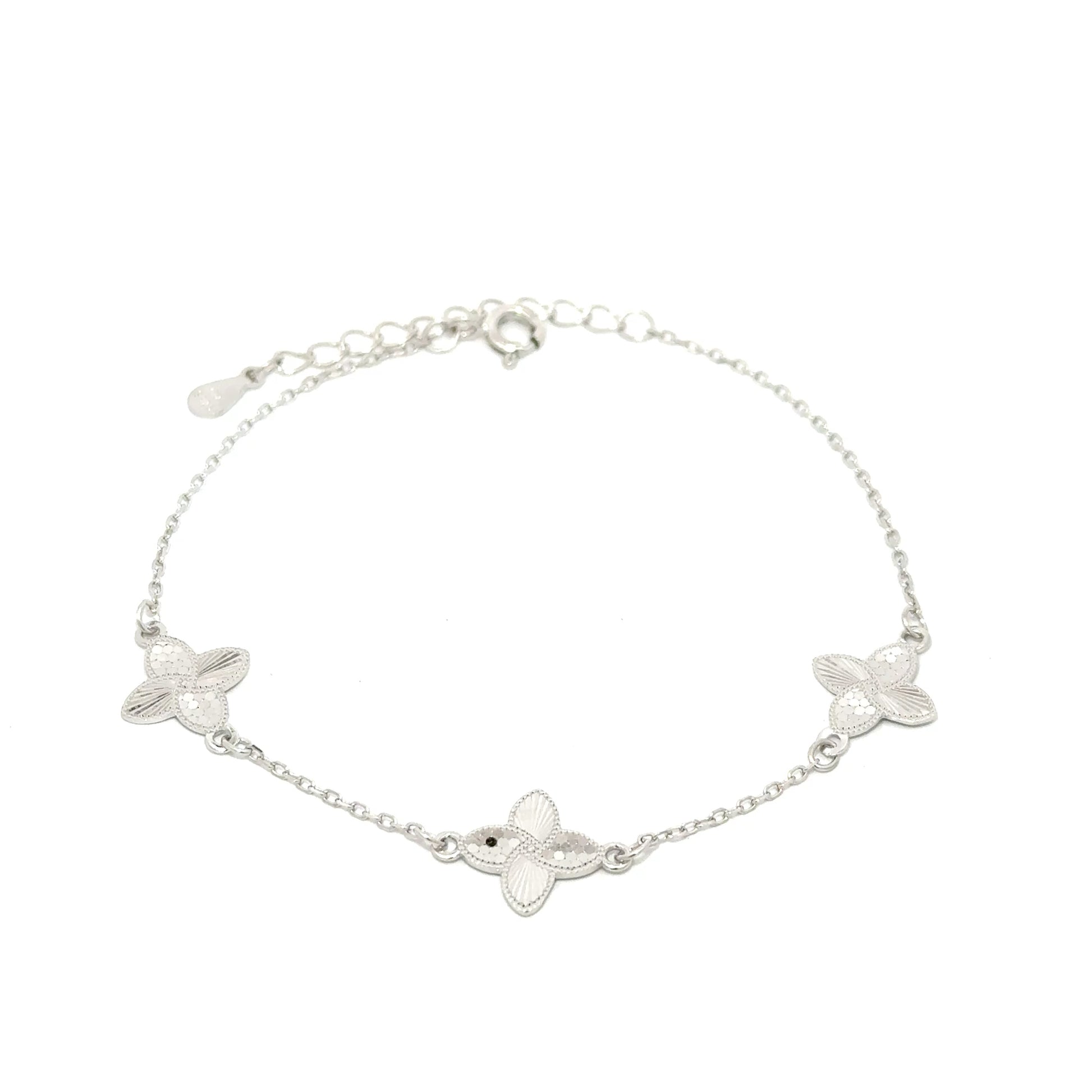 Brățară damă 3 FLORI, argint rodiat