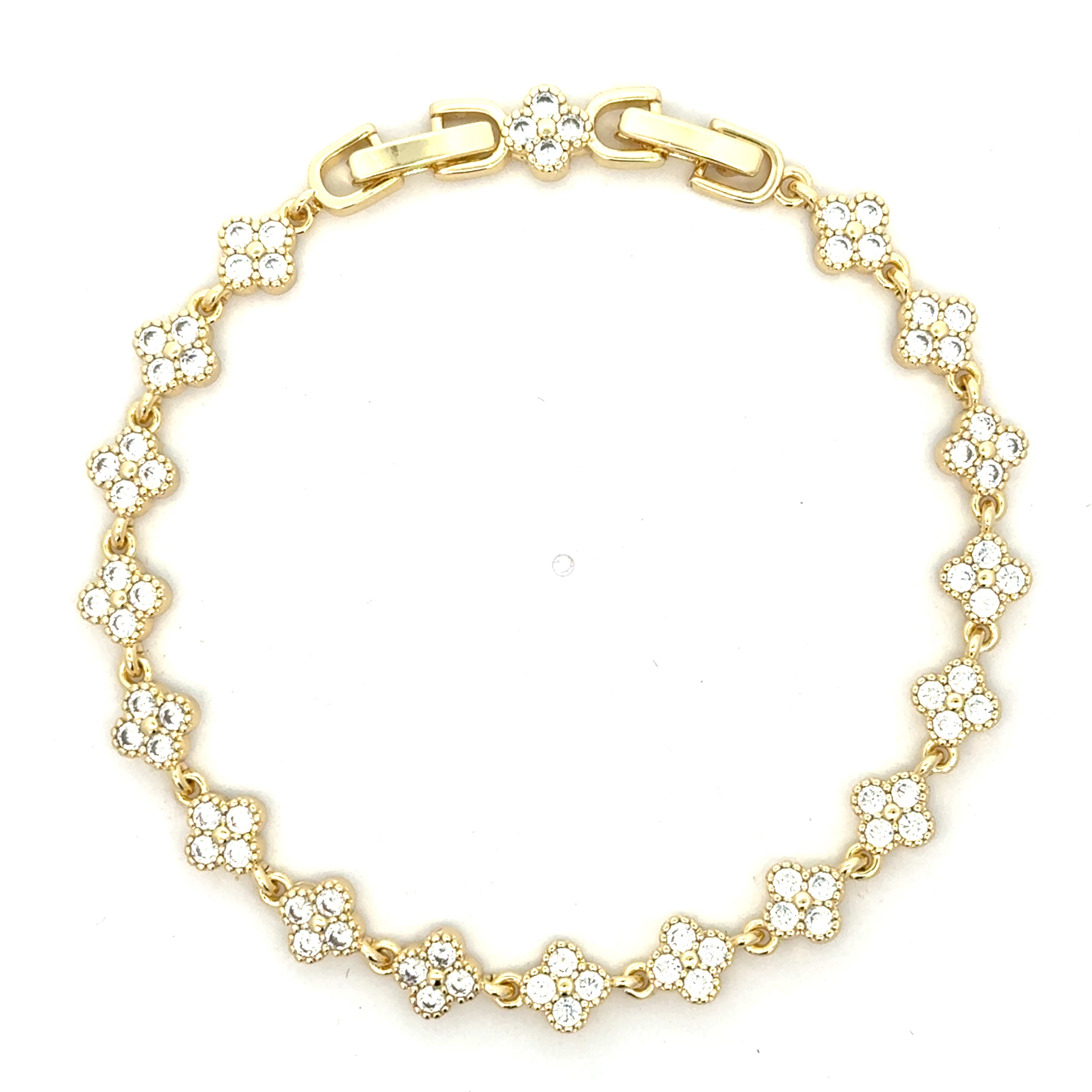 Brățară damă FLORI DE CRISTAL, placată cu Aur + cristale zirconia