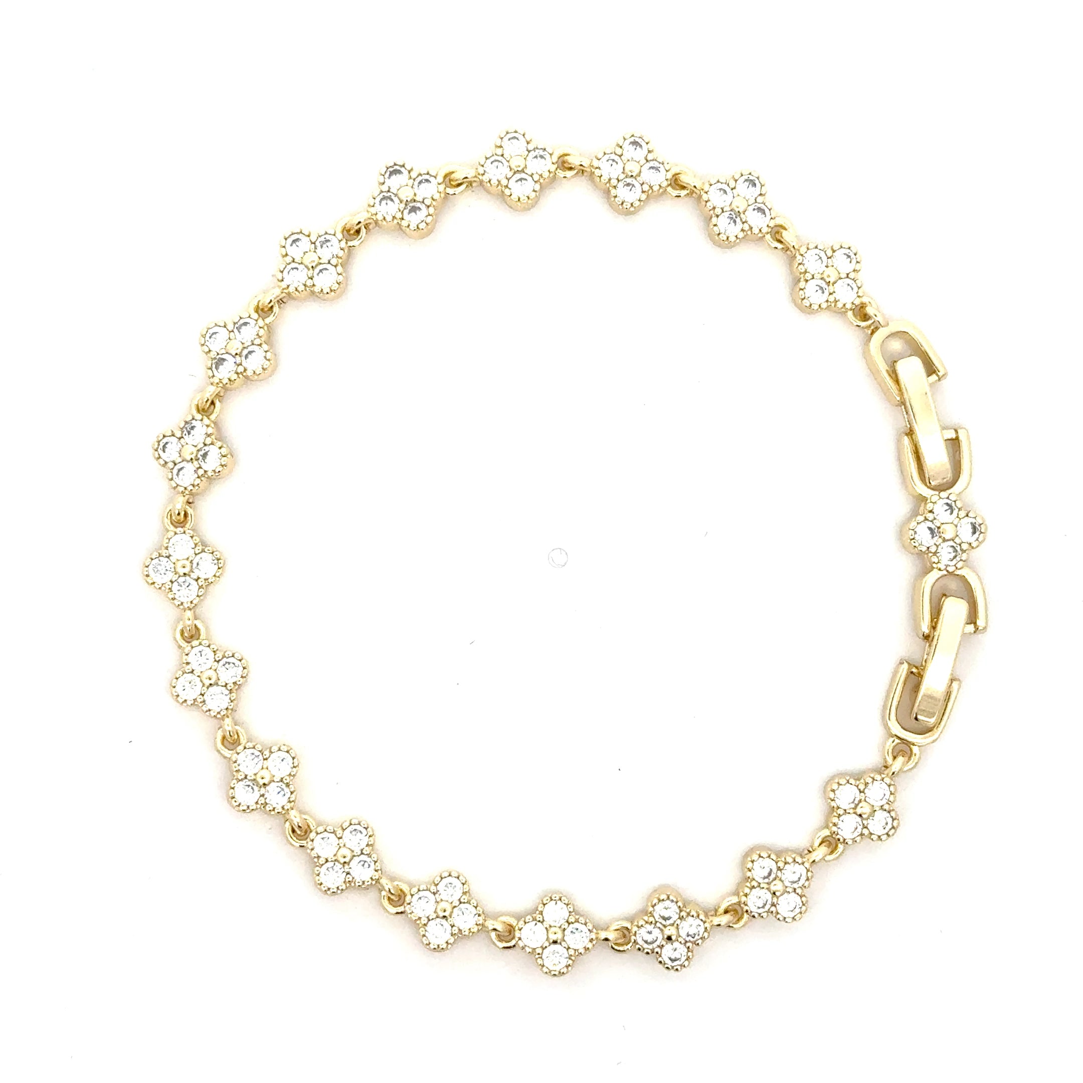 Brățară damă FLORI DE CRISTAL, placată cu Aur + cristale zirconia