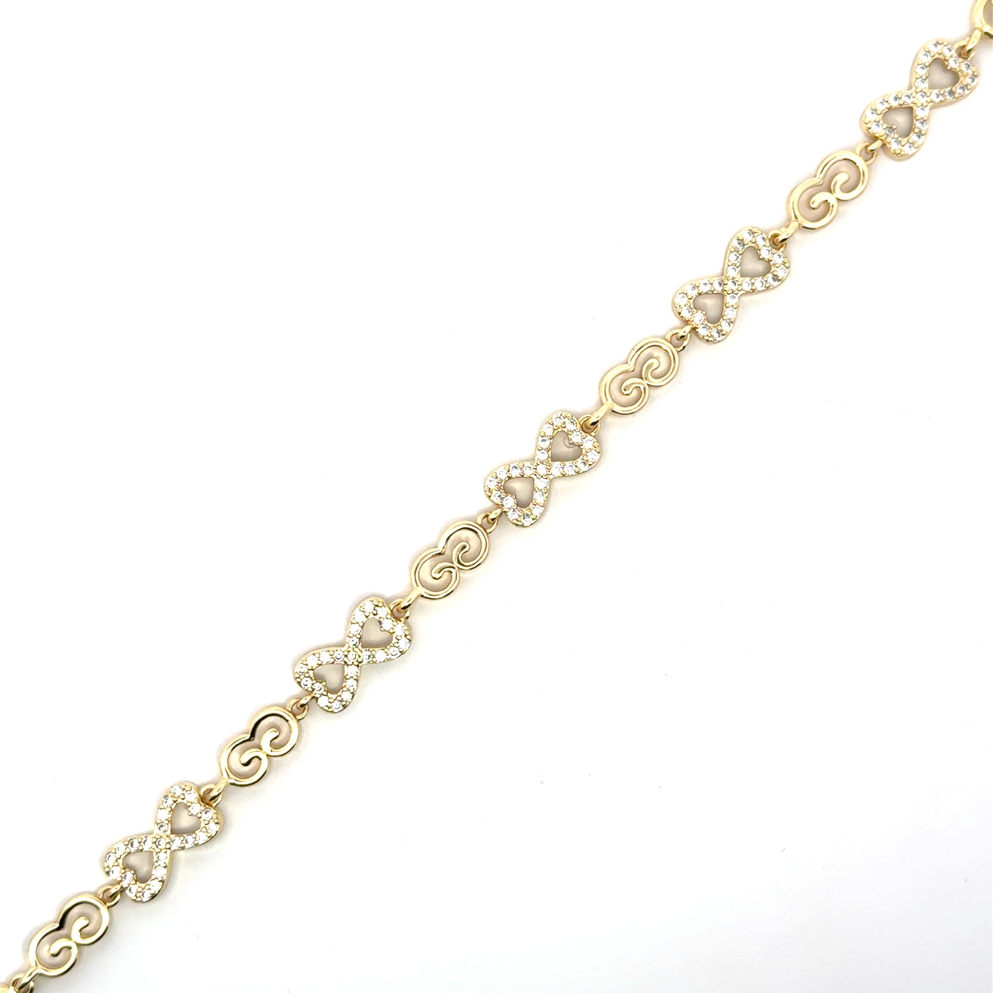 Brățară damă INIMI INFINIT, placată cu Aur + Zirconia