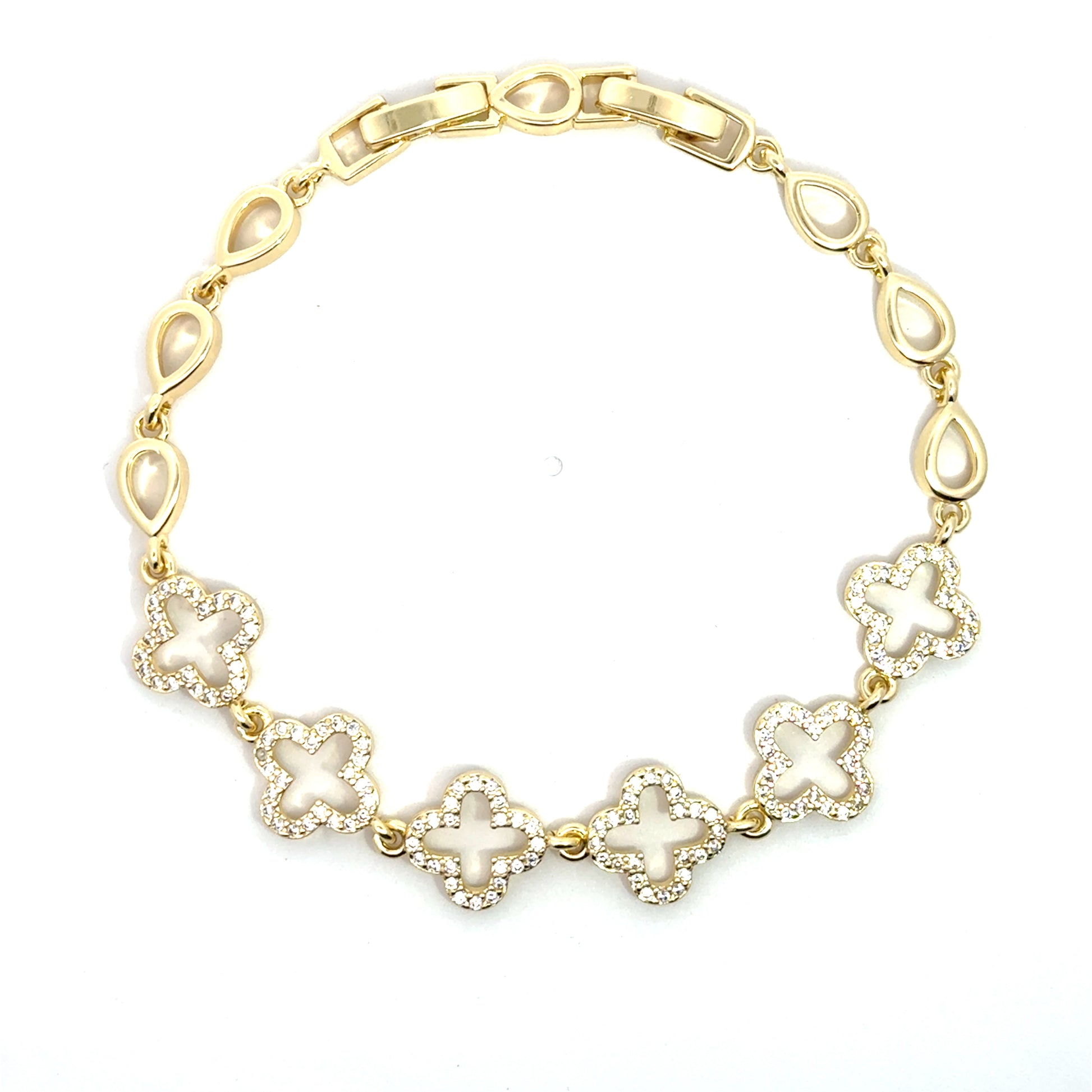 Brățară damă FLOARE, placată cu Aur si cristale de Zirconia