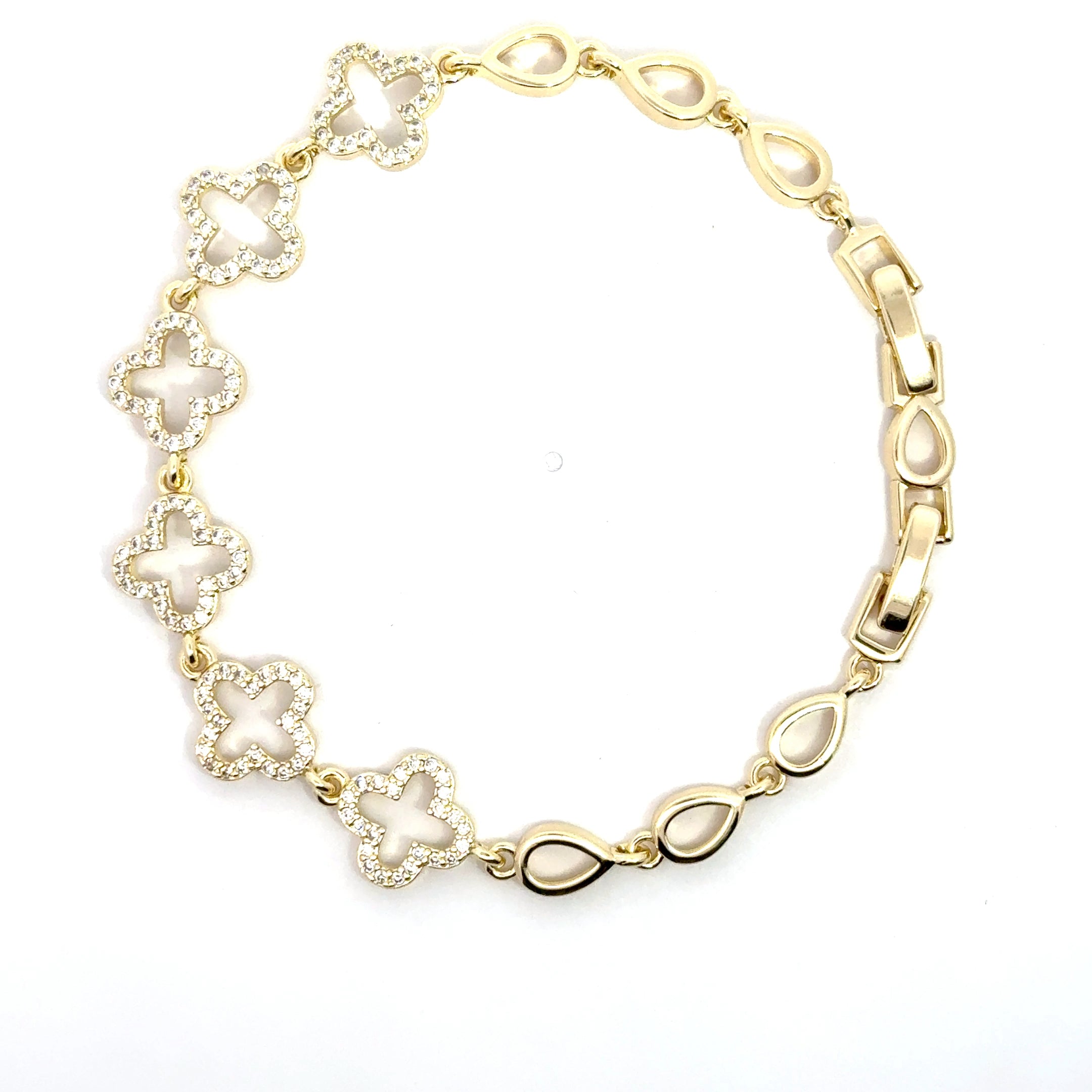 Brățară damă FLOARE, placată cu Aur si cristale de Zirconia