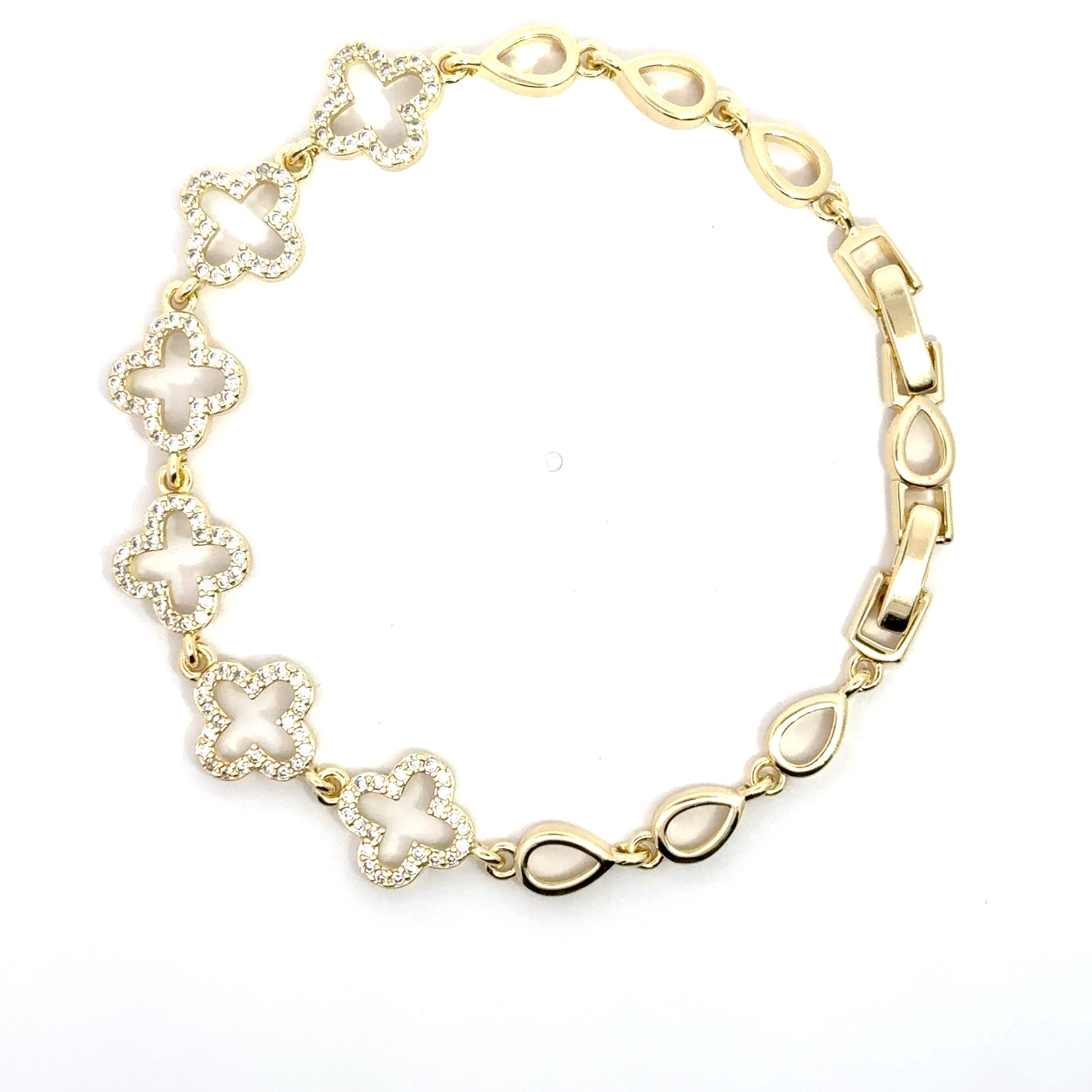 Brățară damă FLOARE, placată cu Aur si cristale de Zirconia