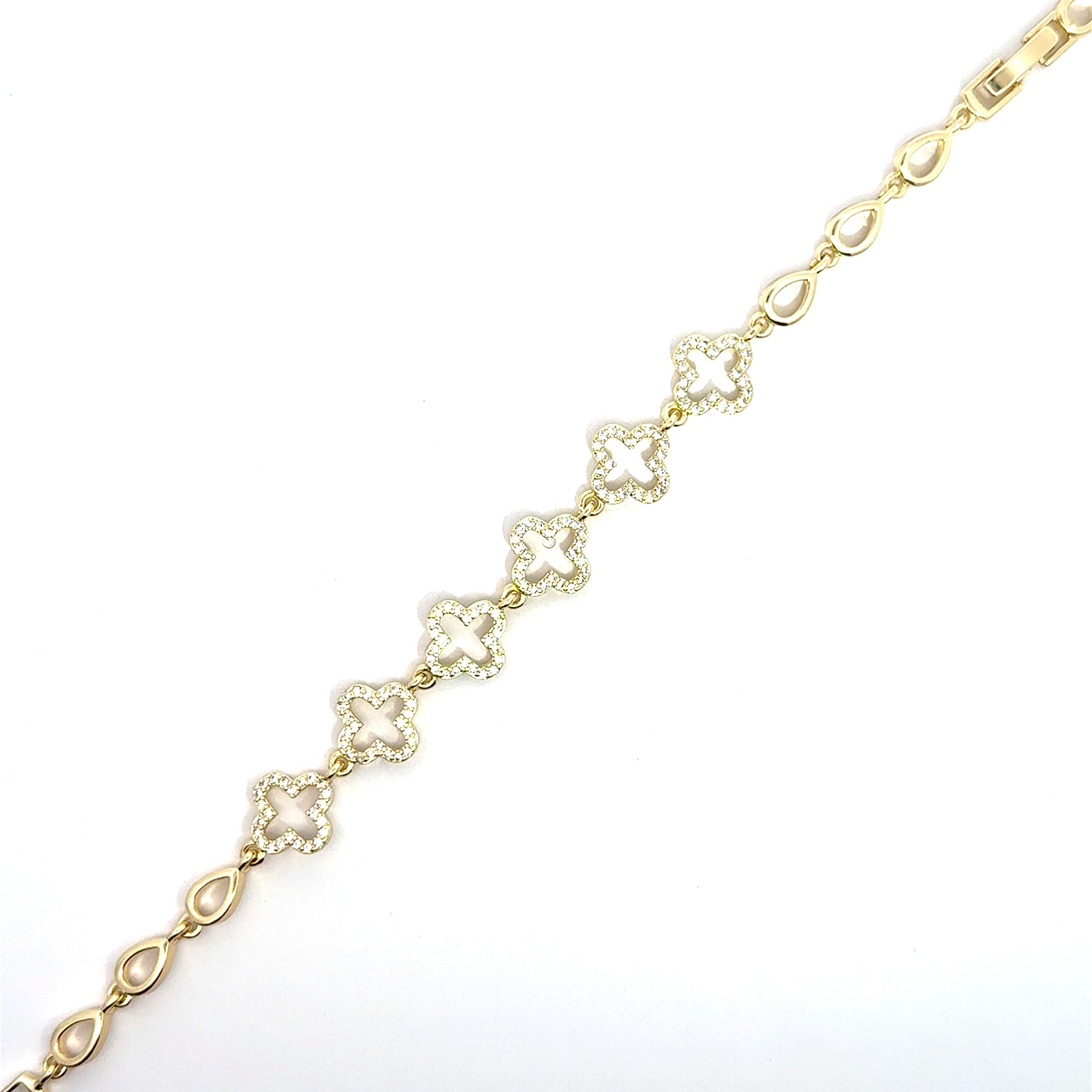 Brățară damă FLOARE, placată cu Aur si cristale de Zirconia