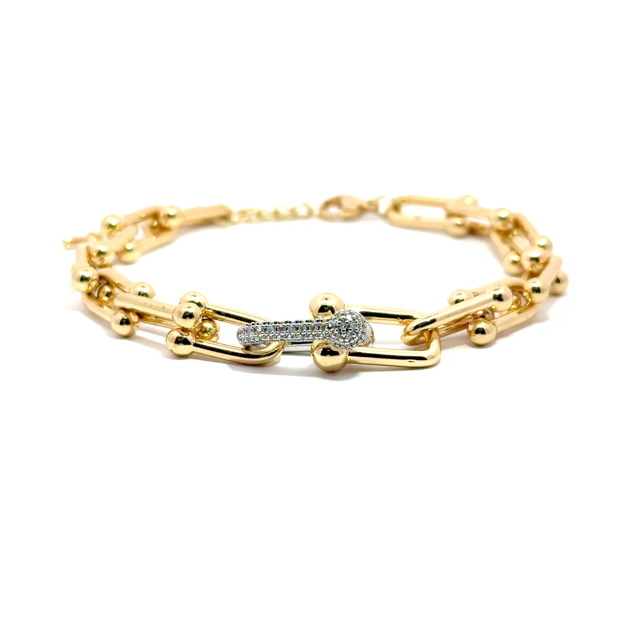 Brățară damă DOUĂ TONURI, placată cu Aur