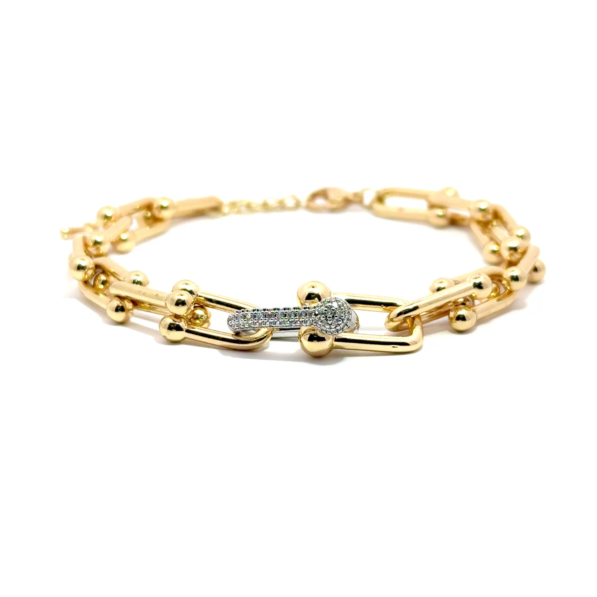 Brățară damă DOUĂ TONURI, placată cu Aur