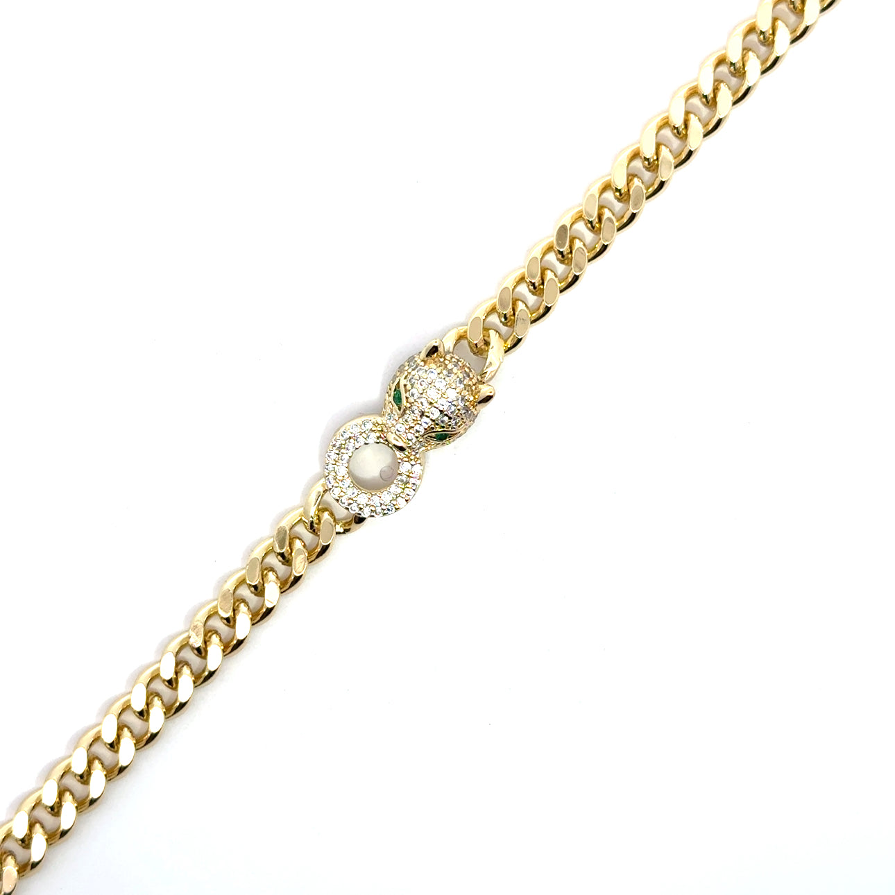 Brățară damă Cap de Panteră, placată cu Aur + Zirconia