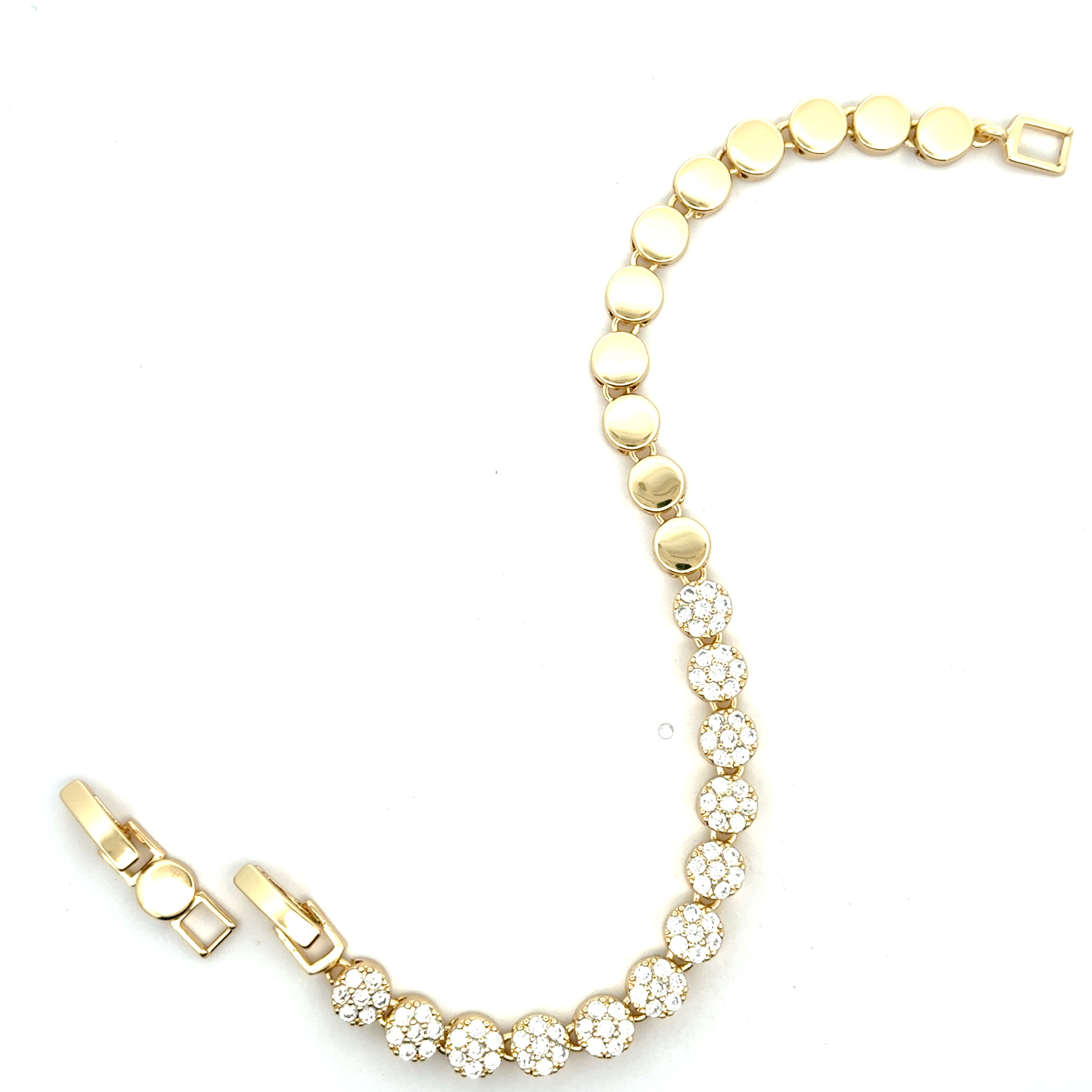 Brățară damă CERCURI PLINE, placată cu aur + zirconia