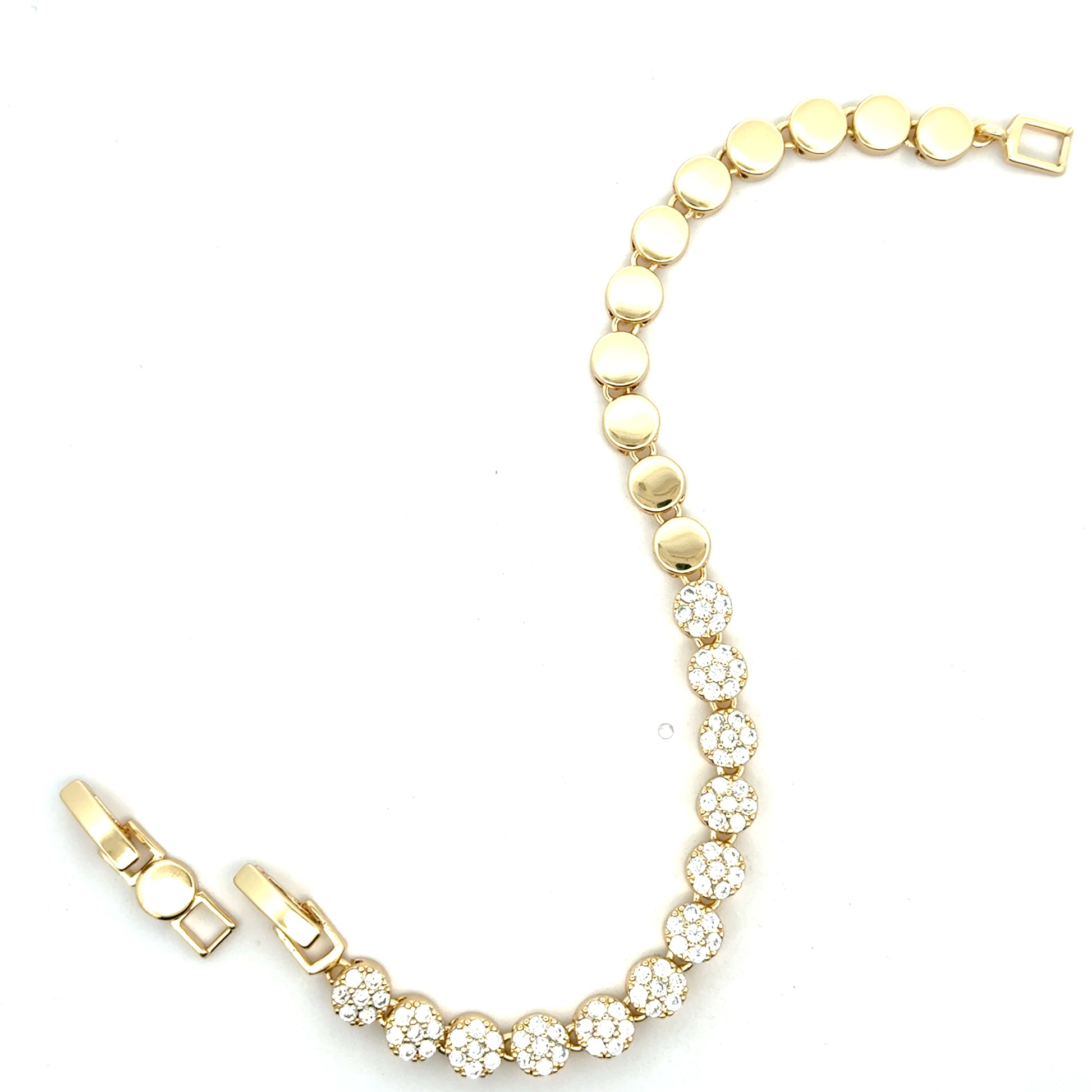 Brățară damă CERCURI PLINE, placată cu aur + zirconia