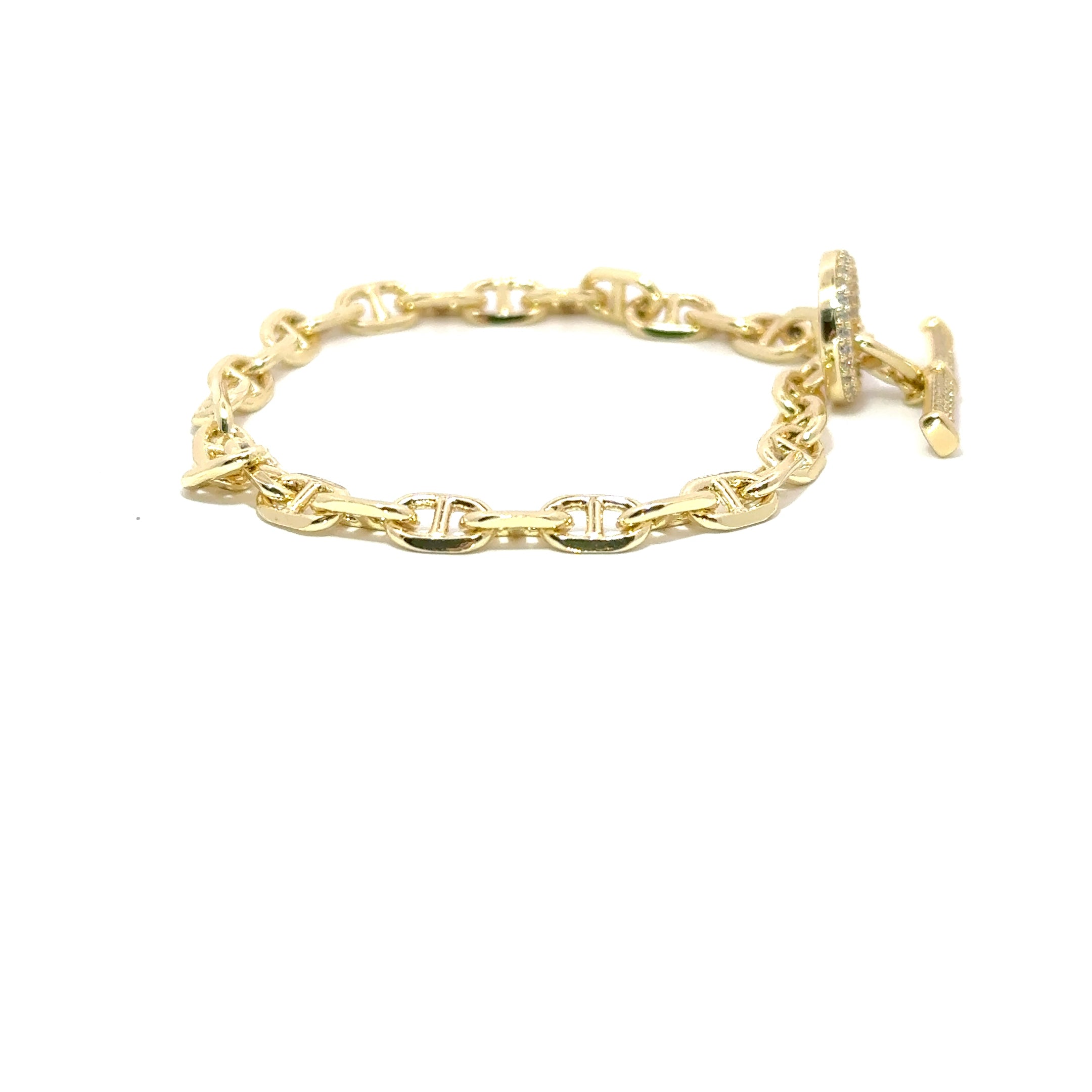 Brățară damă Lanț, placată cu aur și zirconia