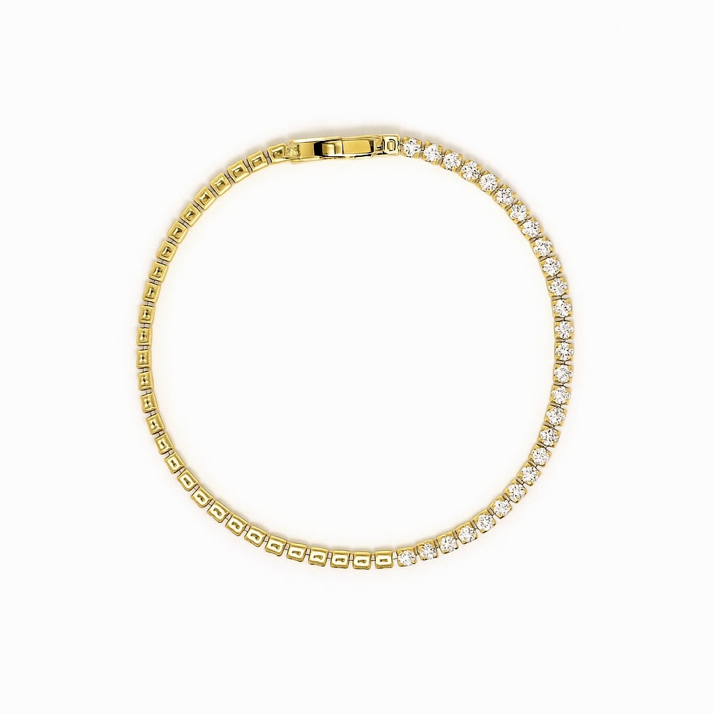 Bratara dama tennis din metale comune argintie, placata cu aur