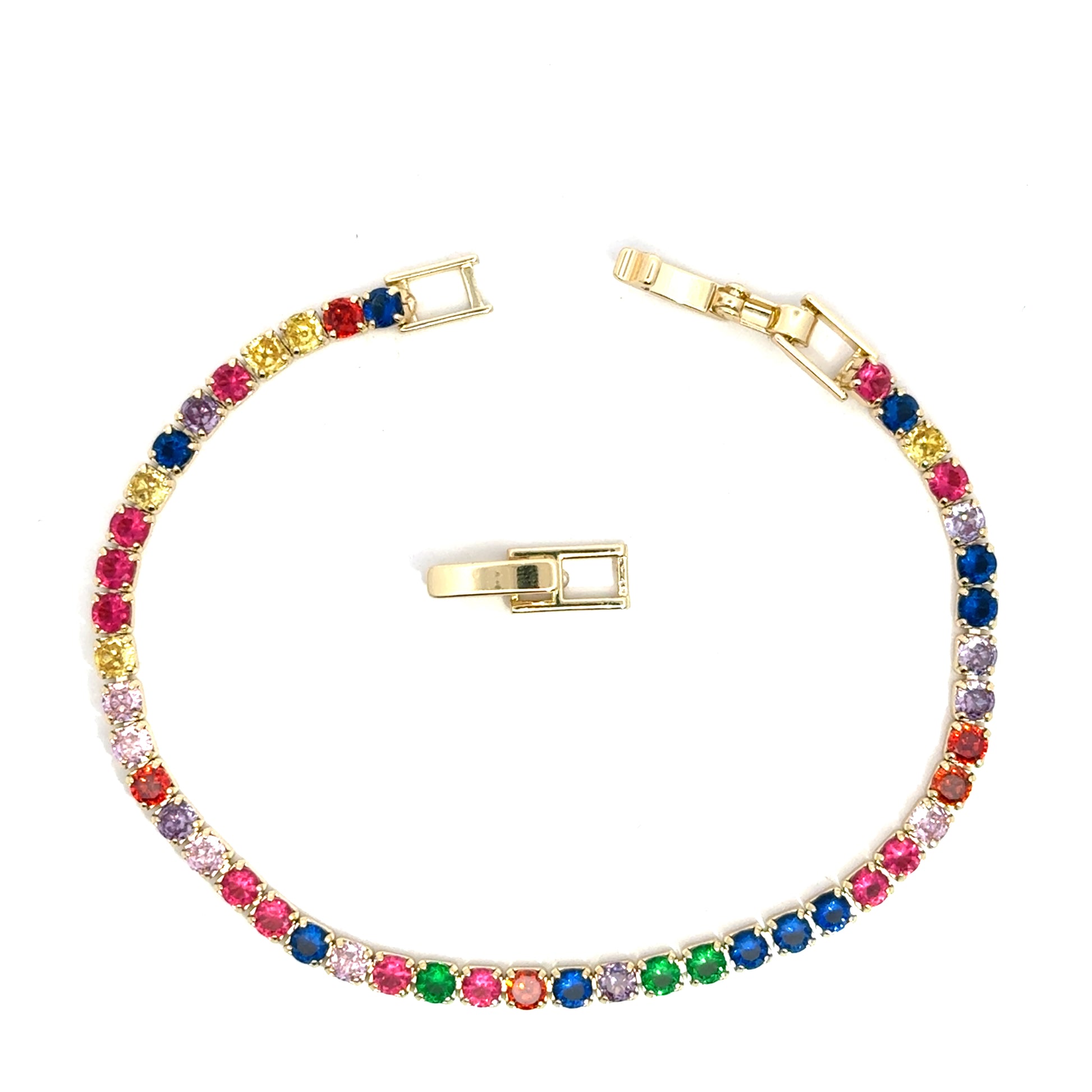 Brățară damă Tennis Multicolor, placată cu aur  + zirconia