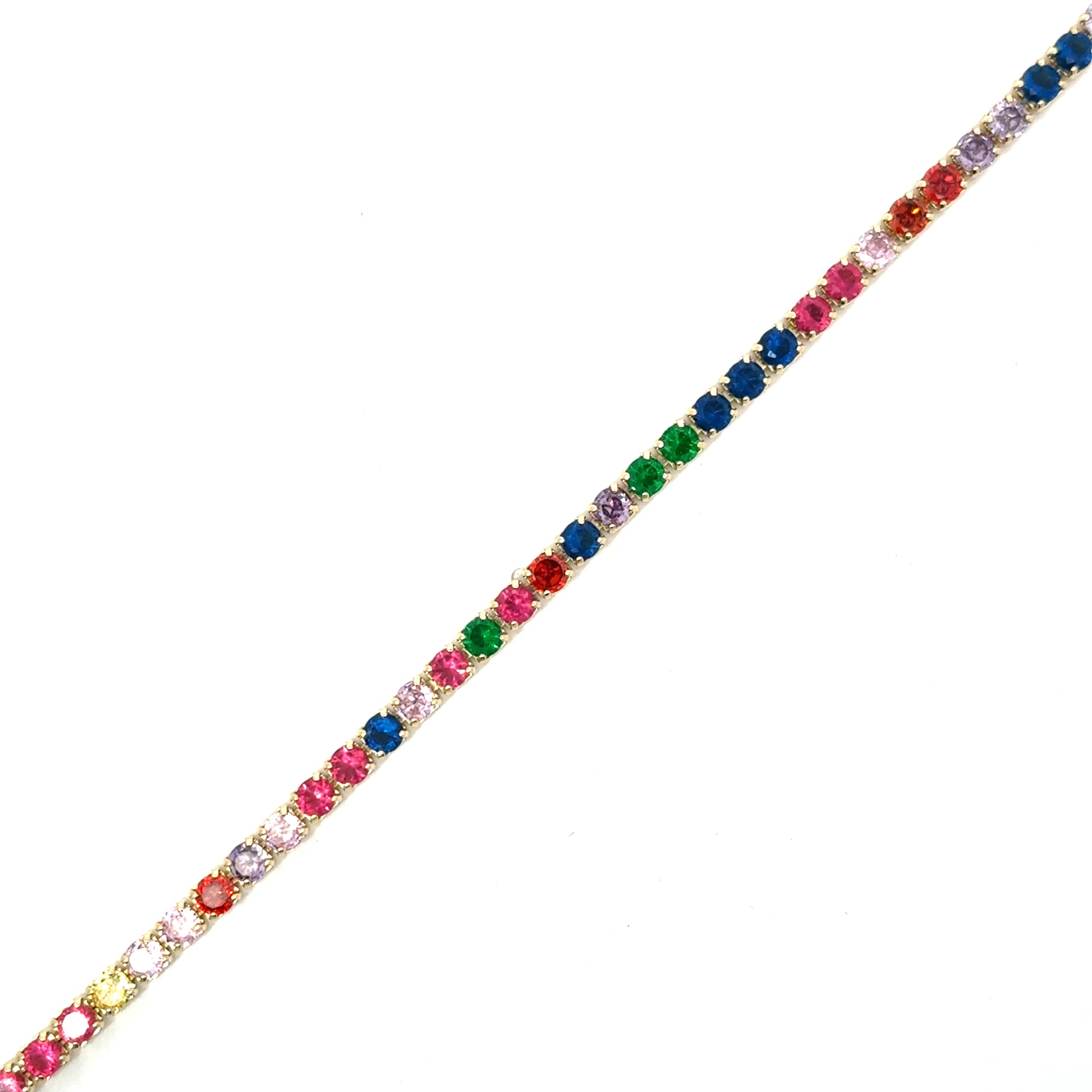 Brățară damă Tennis Multicolor, placată cu aur  + zirconia