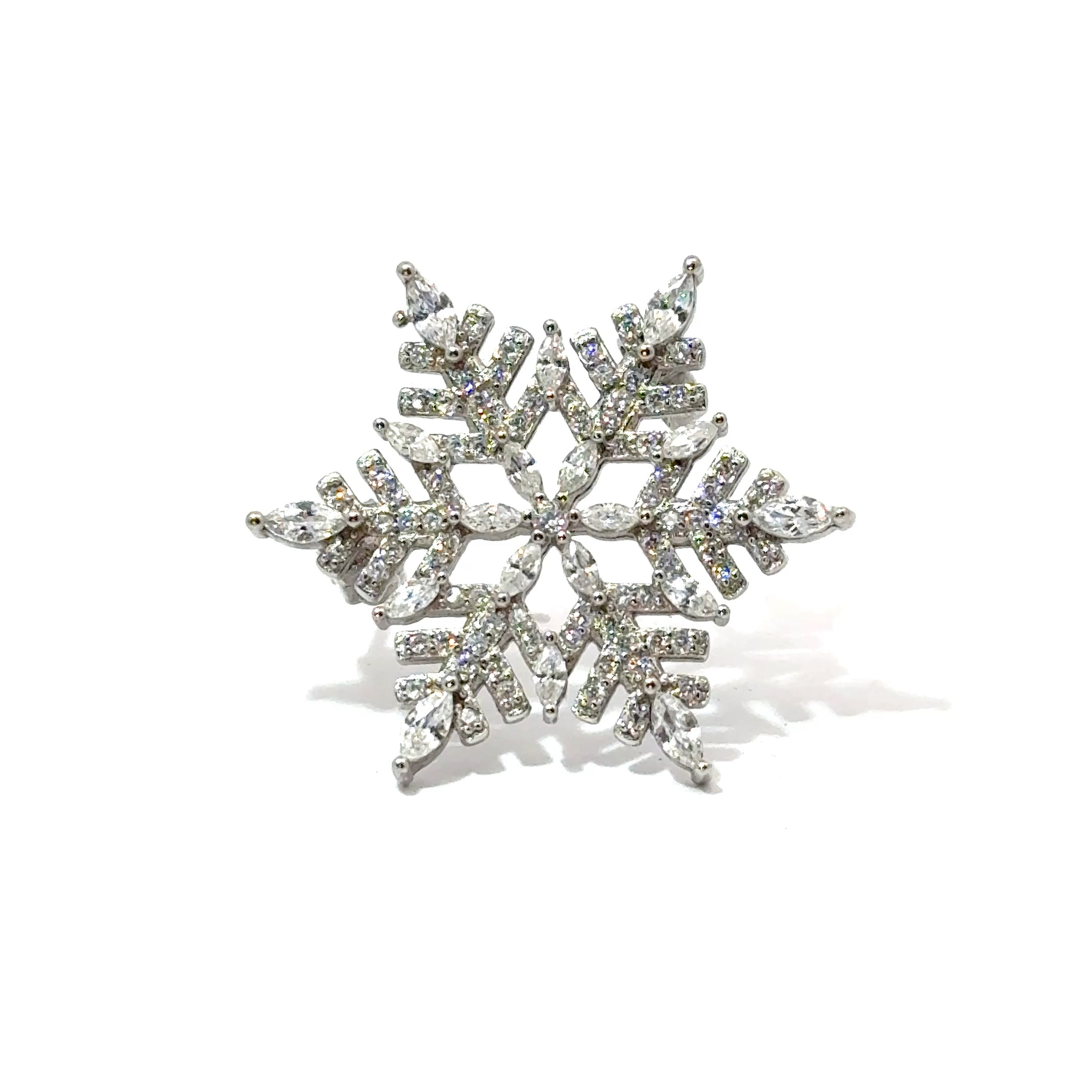 Broșă damă Fulg de Cristal, argint + zirconia