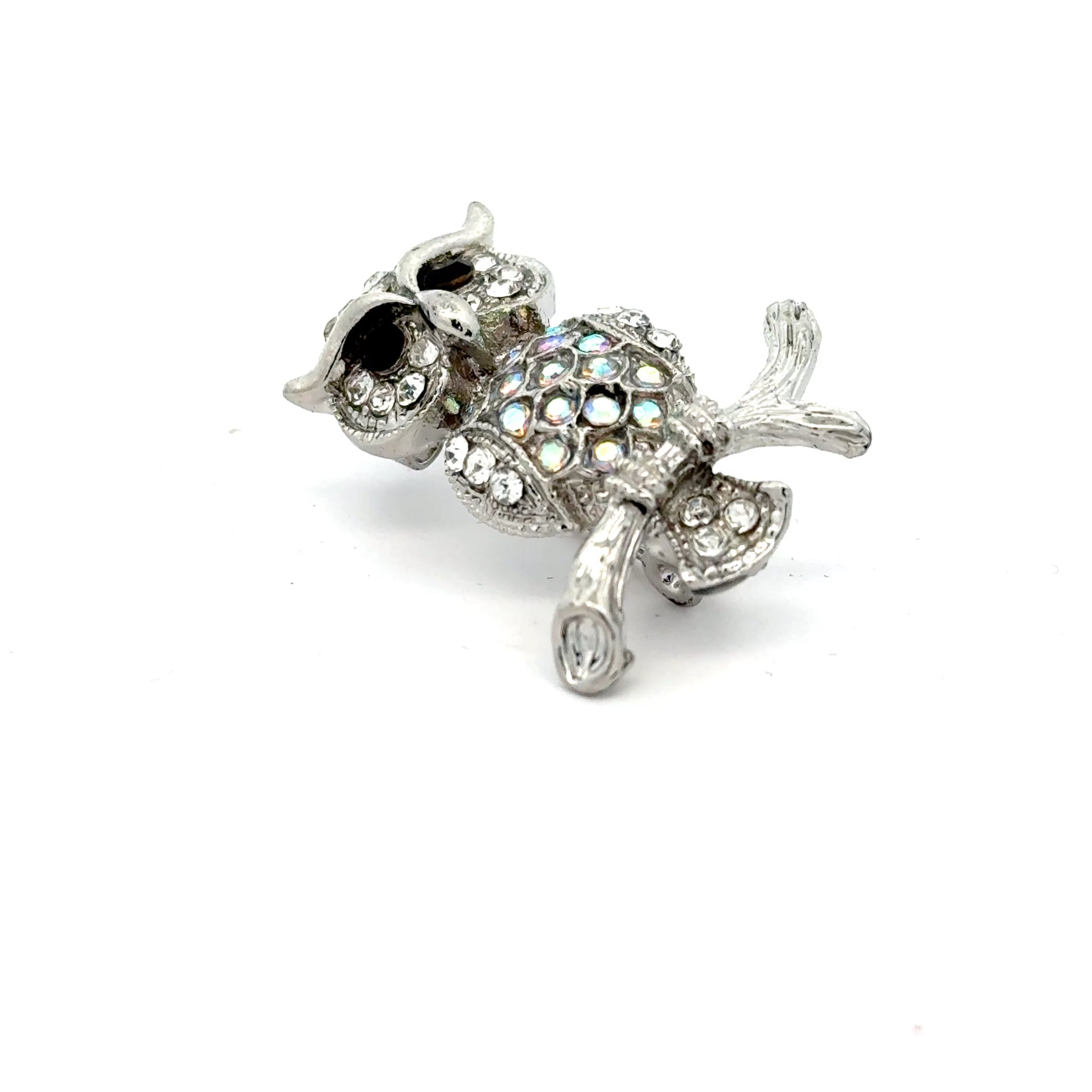 Broșă damă formă de bufniță, zirconia