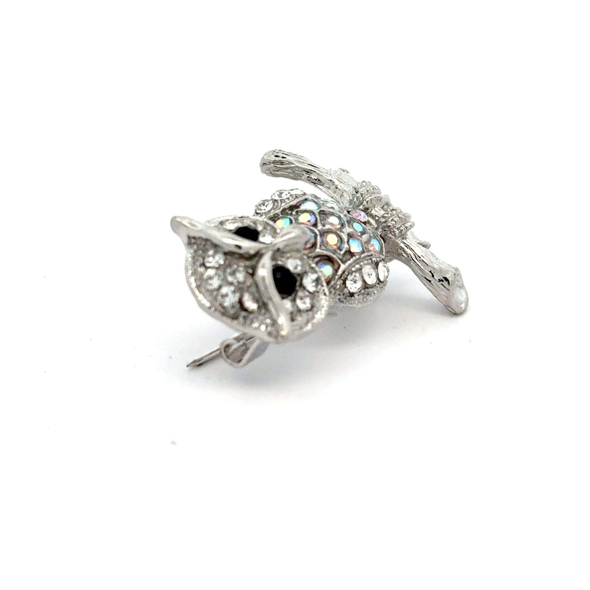 Broșă damă formă de bufniță, zirconia