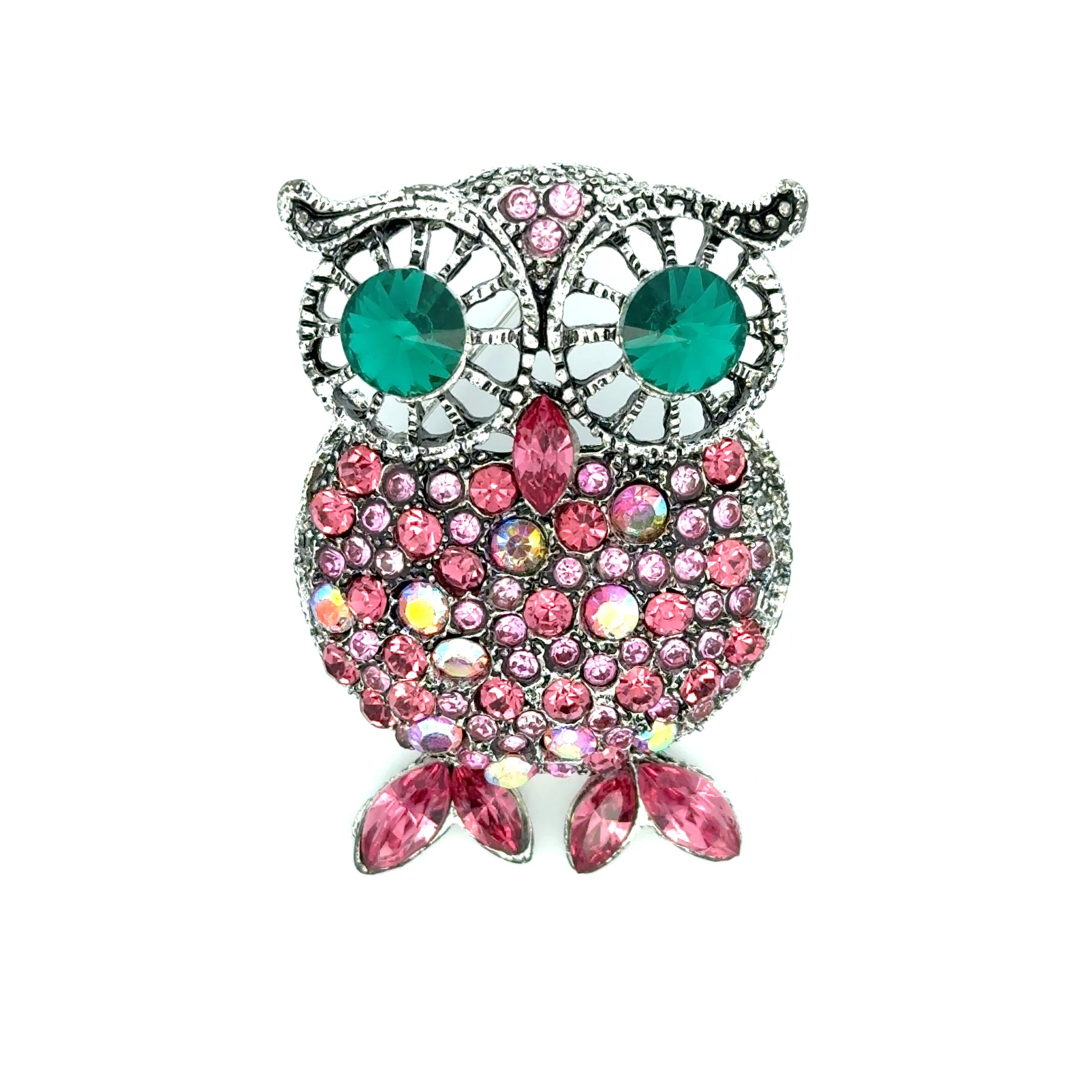 Broșa dama formă de bufniță, zirconia