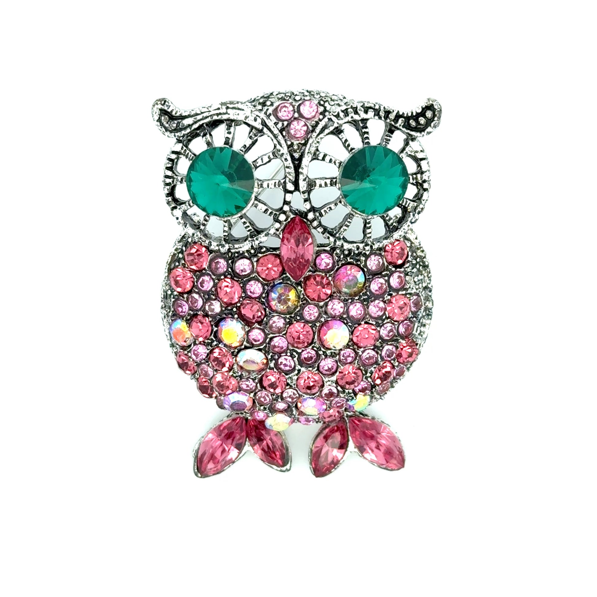 Broșa dama formă de bufniță, zirconia