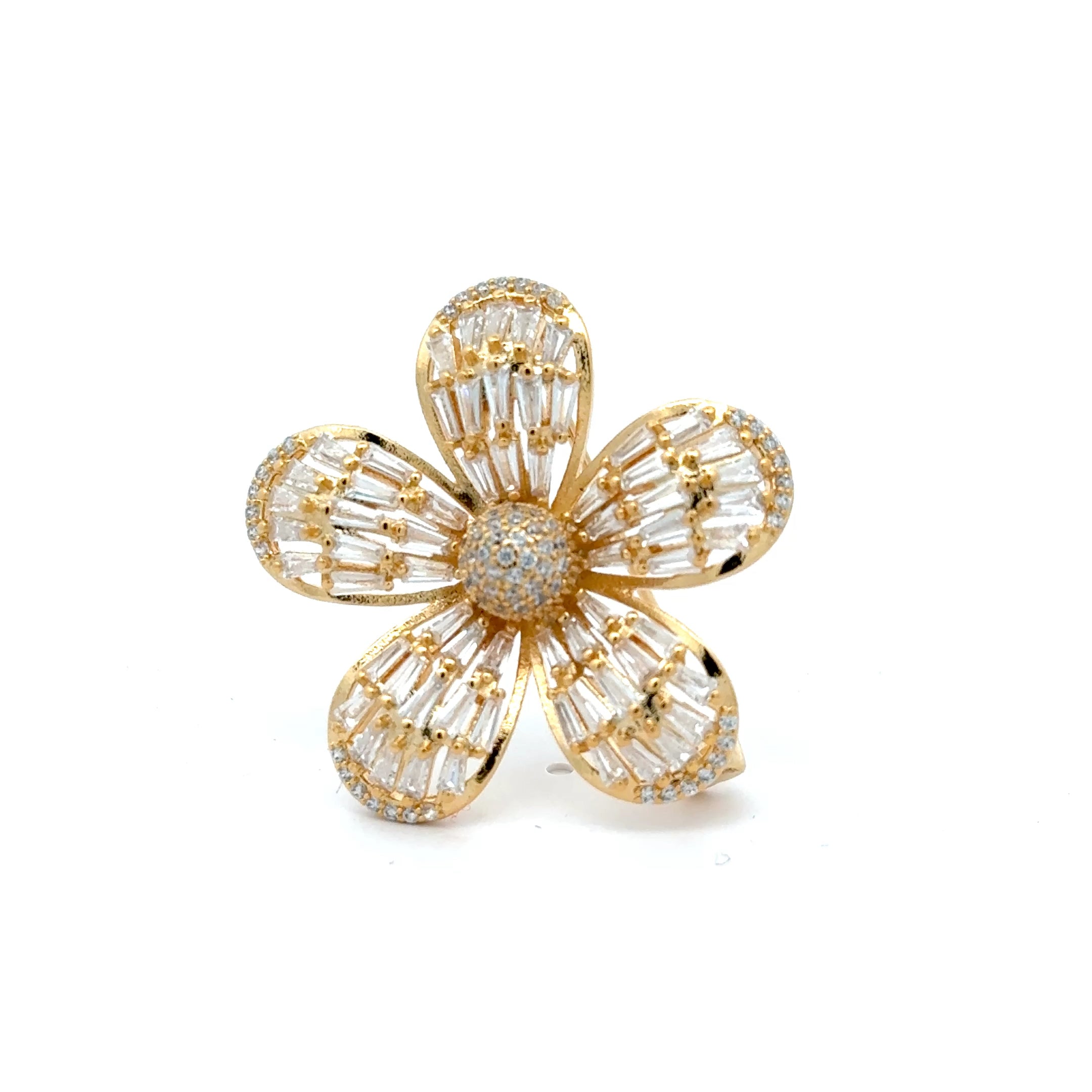 Broșă Swarovski Elements în formă de floare – placată cu aur 18K, din oțel inoxidabil