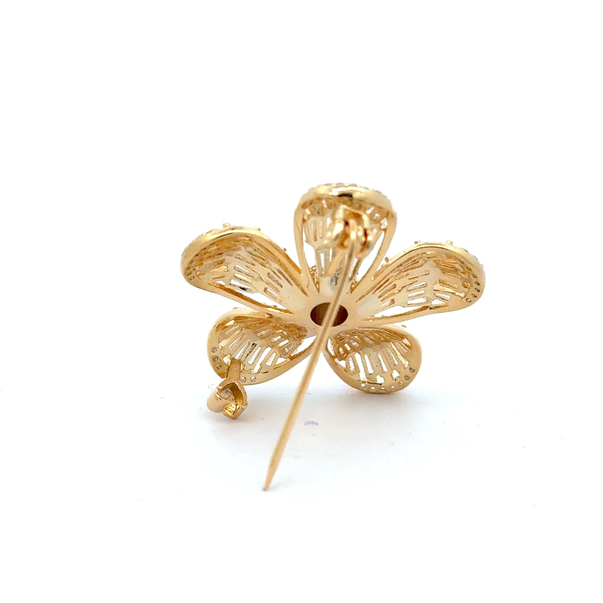 Broșă Swarovski Elements în formă de floare – placată cu aur 18K, din oțel inoxidabil