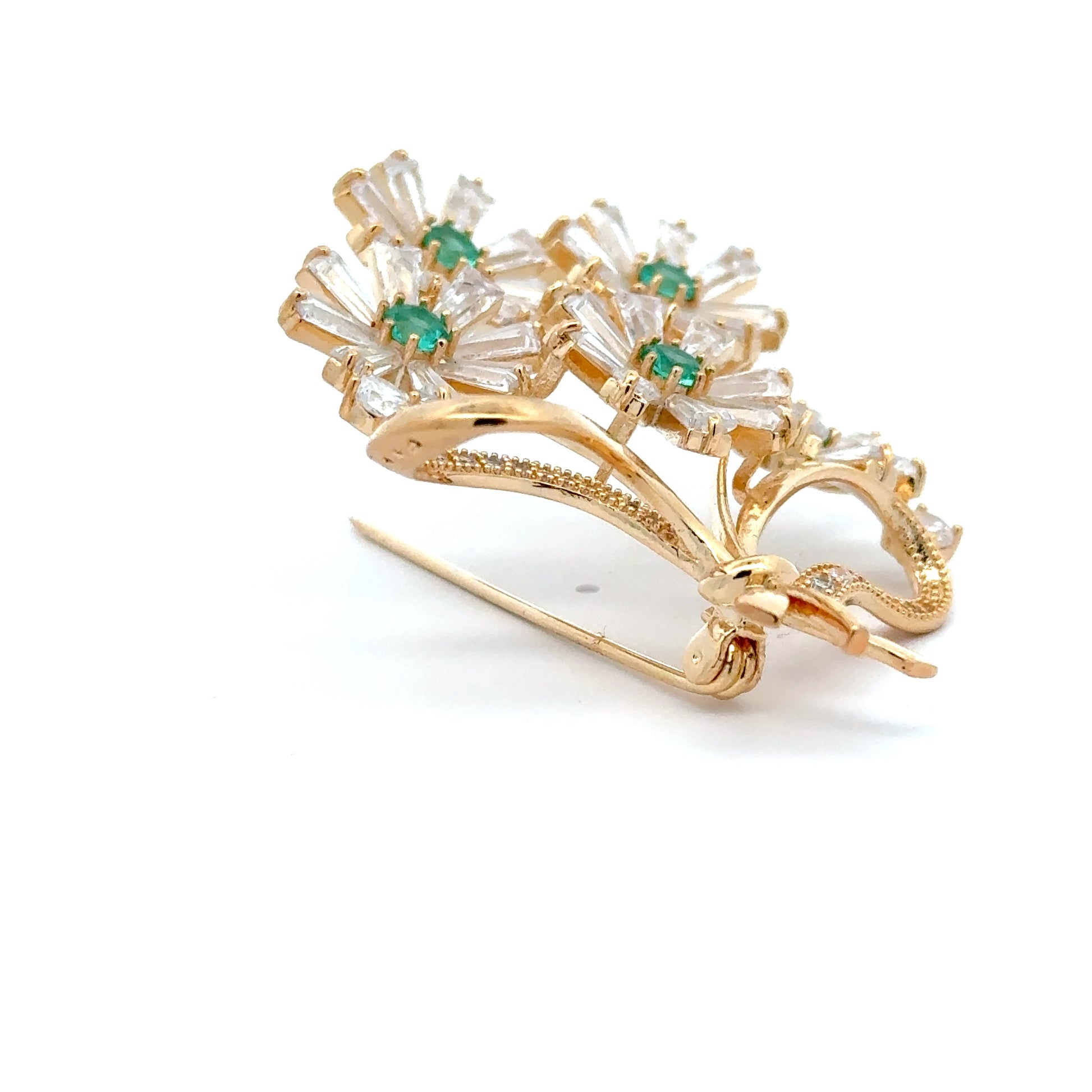 Broșă Swarovski în forma unui buchet de flori – Placată cu Aur de 18K