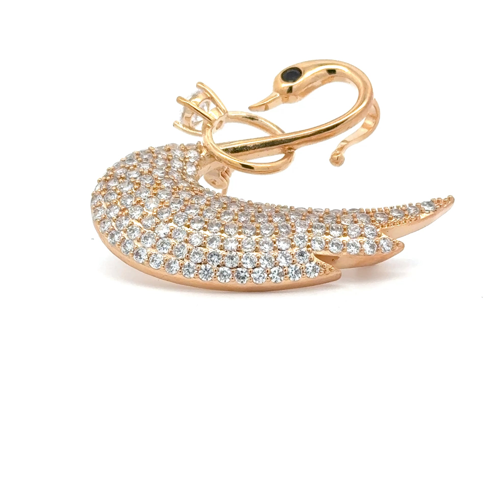 Broșă Swarovski în formă de lebada – Placată cu Aur de 18K