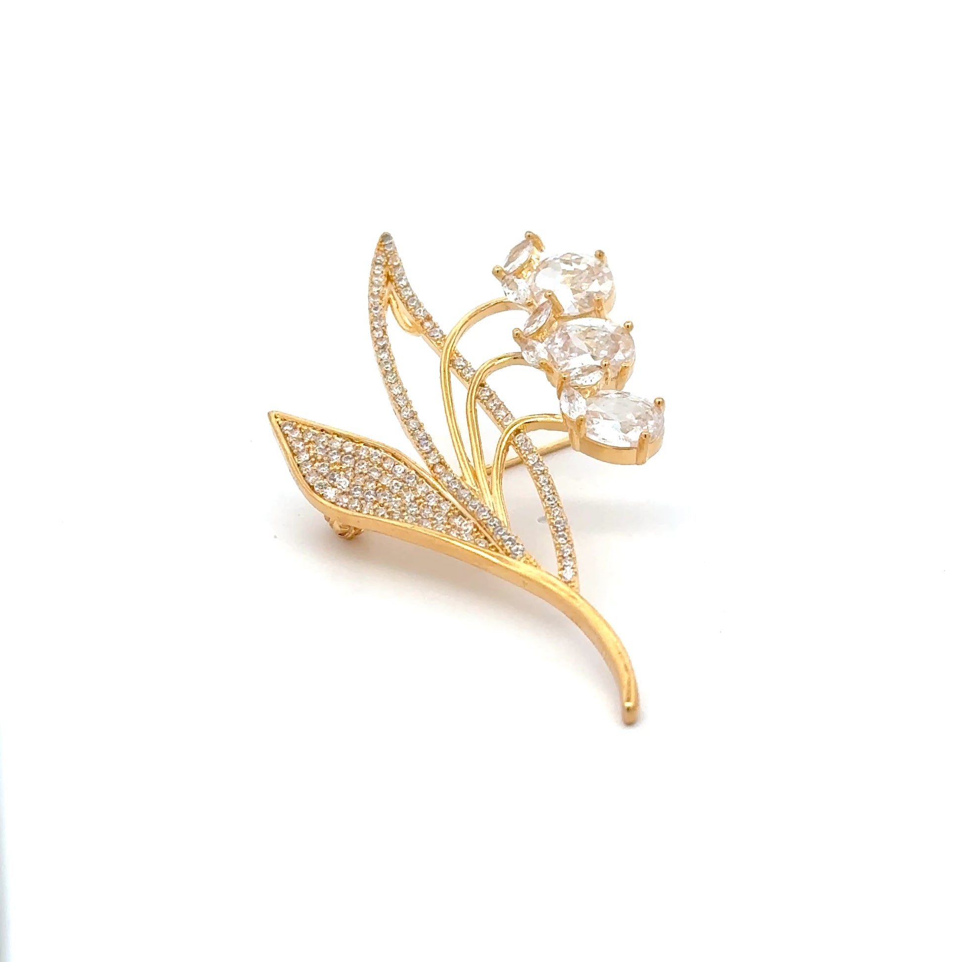 Broșă Swarovski în forma unui ghiocel – Placată cu Aur de 18K