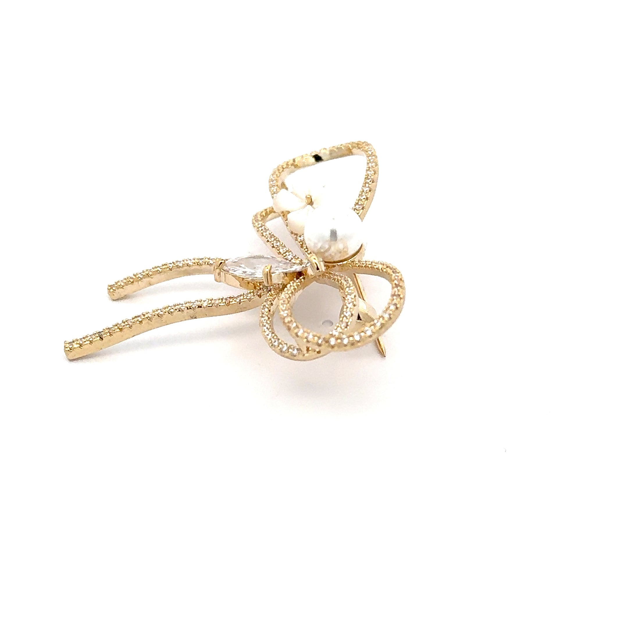 Broșă Swarovski în forma unei fundite – Placată cu Aur de 18K