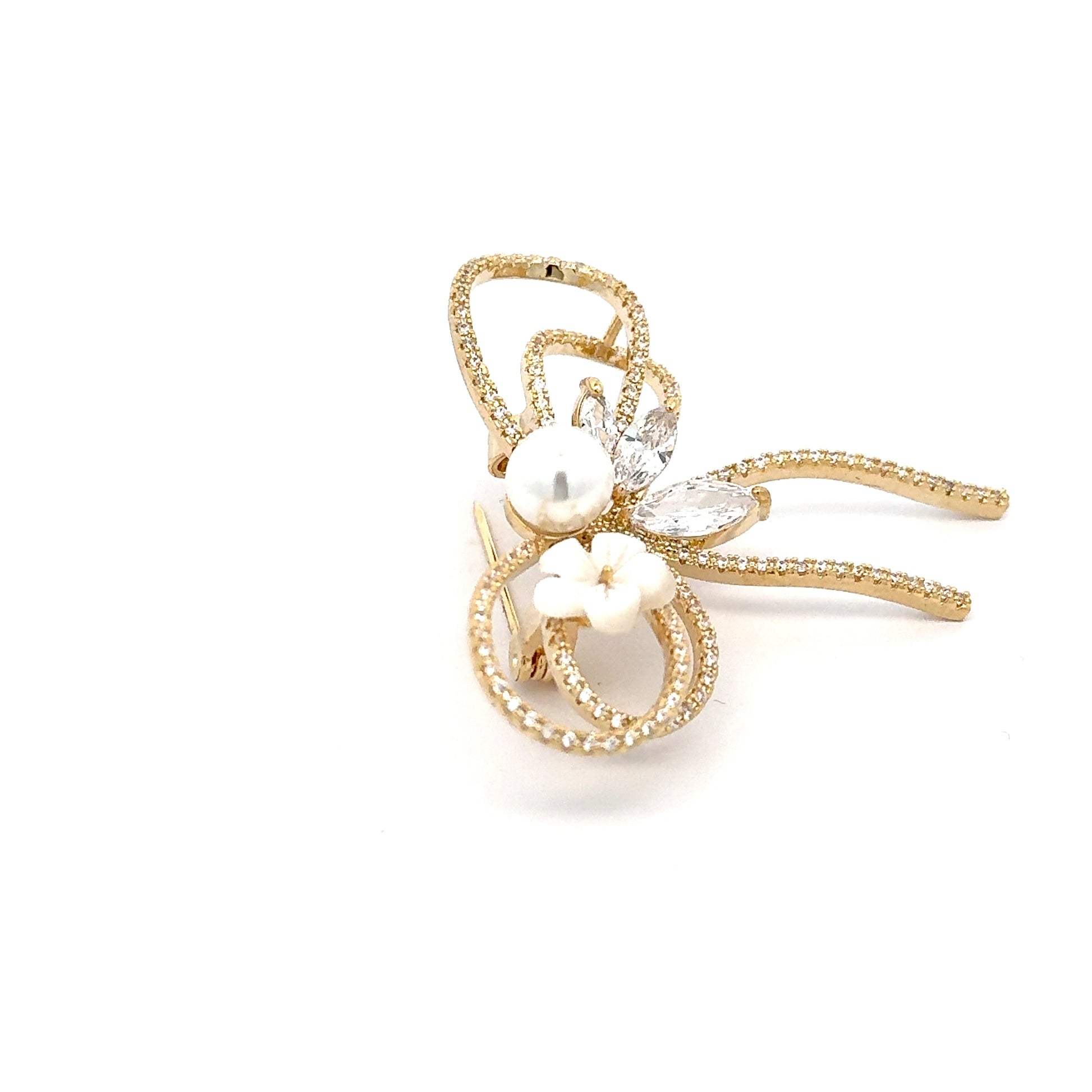 Broșă Swarovski în forma unei fundite – Placată cu Aur de 18K