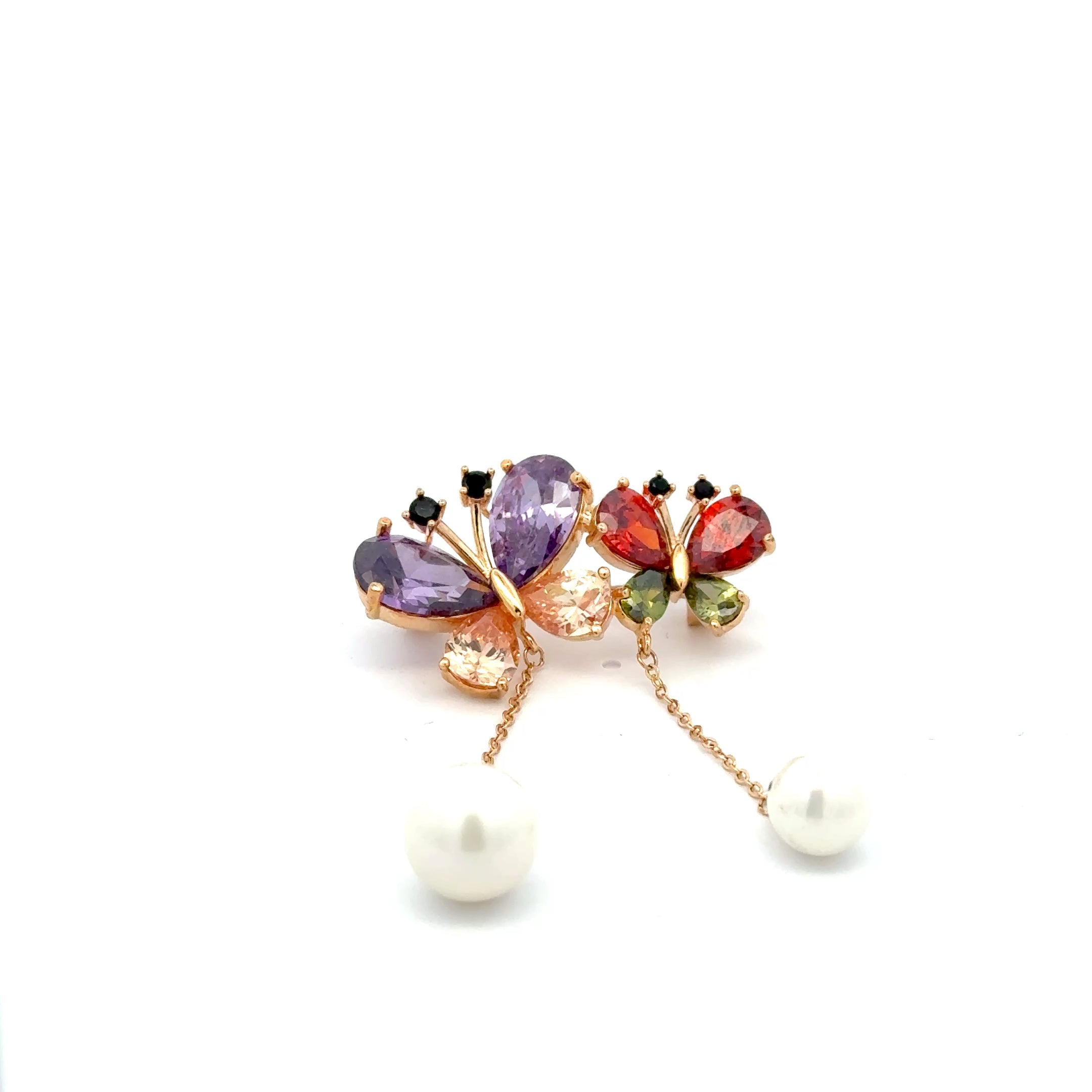 Broșă Swarovski în forma de fluturi – Placată cu Aur de 18K