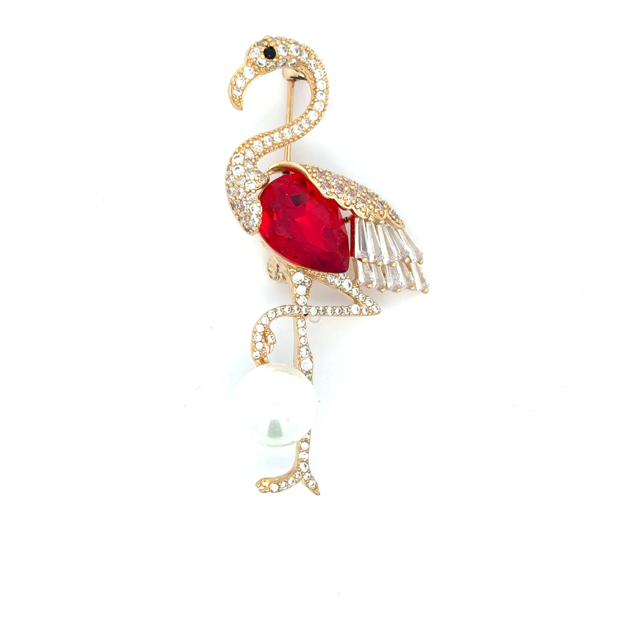 Broșă Swarovski Flamingo – Placată cu Aur de 18K