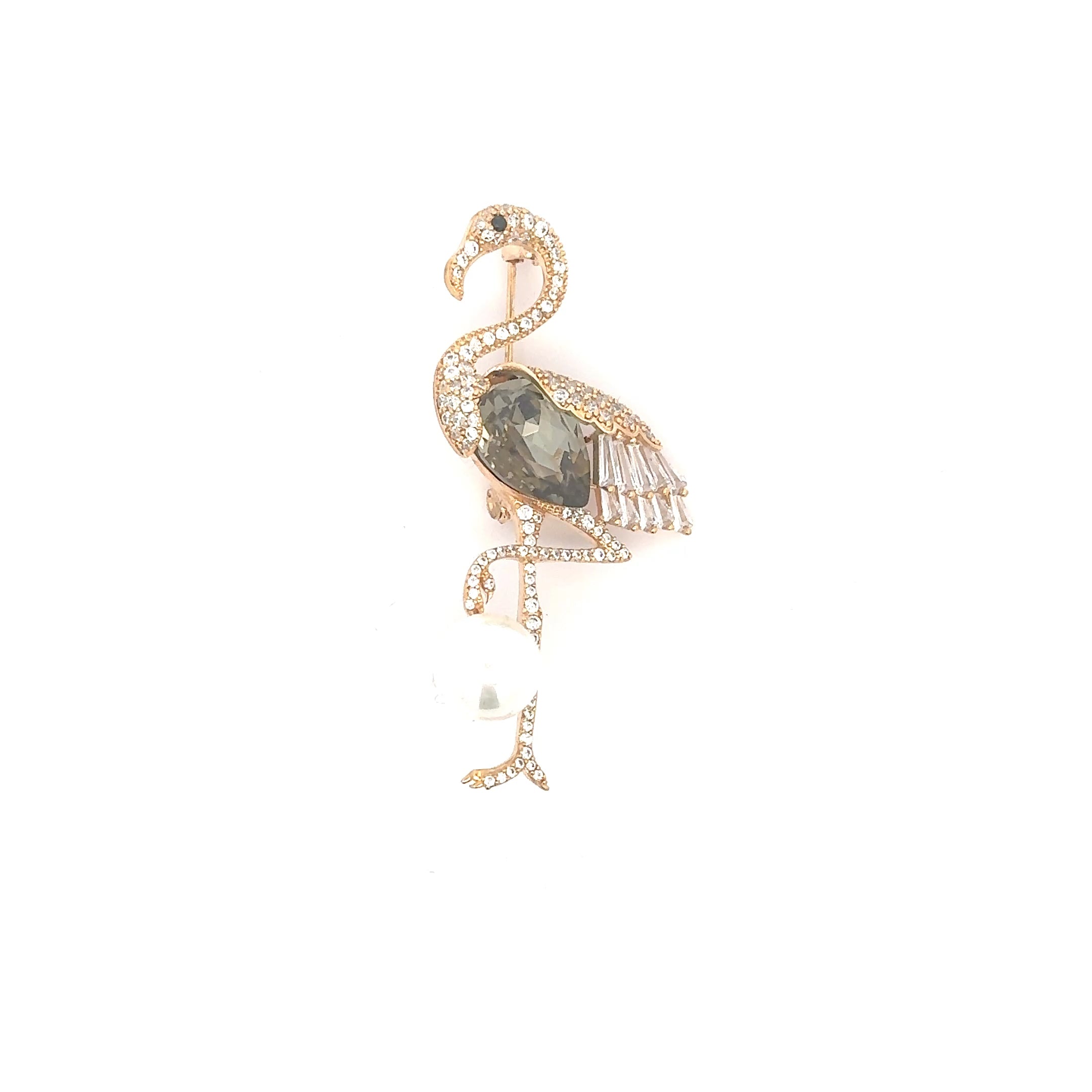 Broșă Swarovski Flamingo – Placată cu Aur de 18K