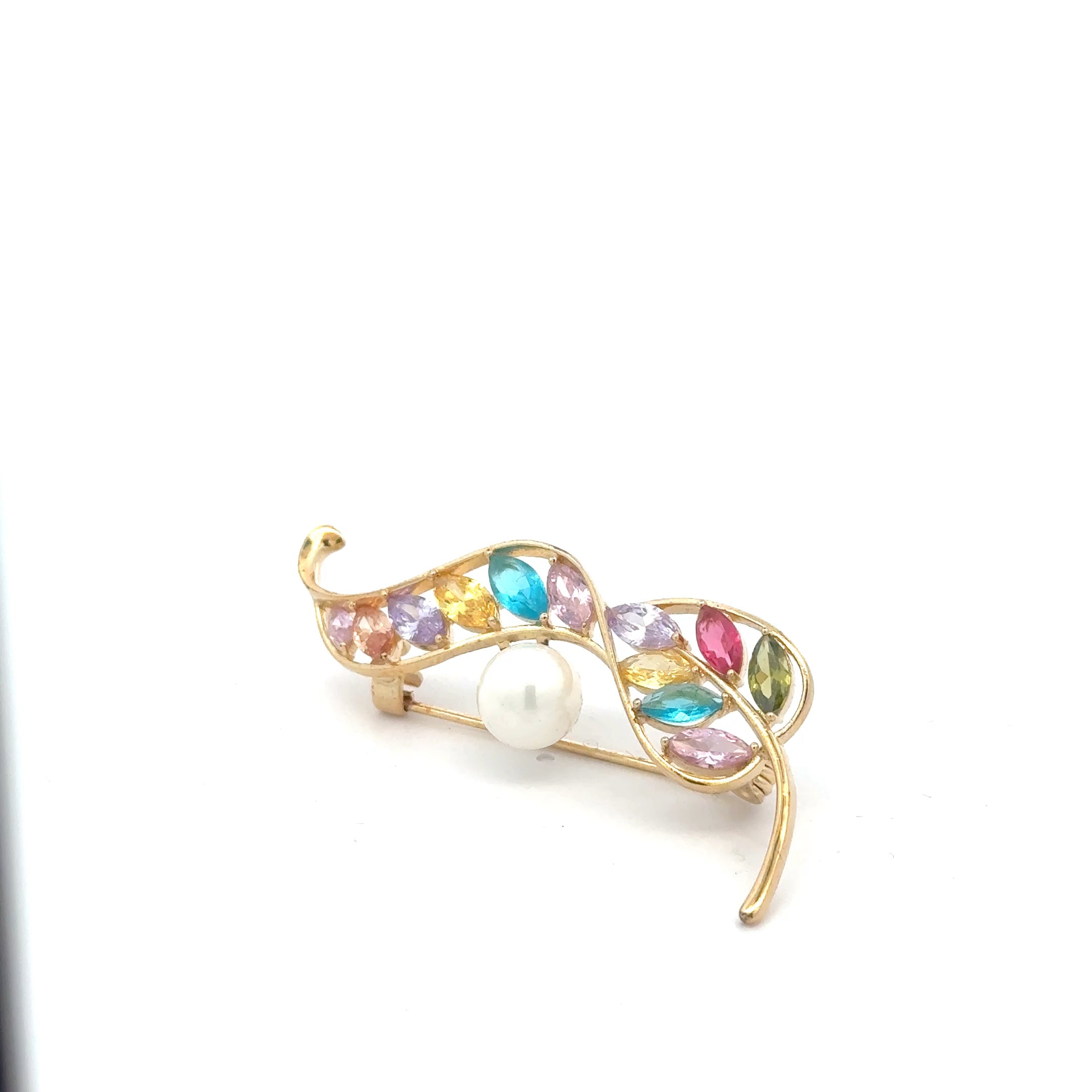 Broșă Swarovski Frunza  – Placată cu Aur de 18K