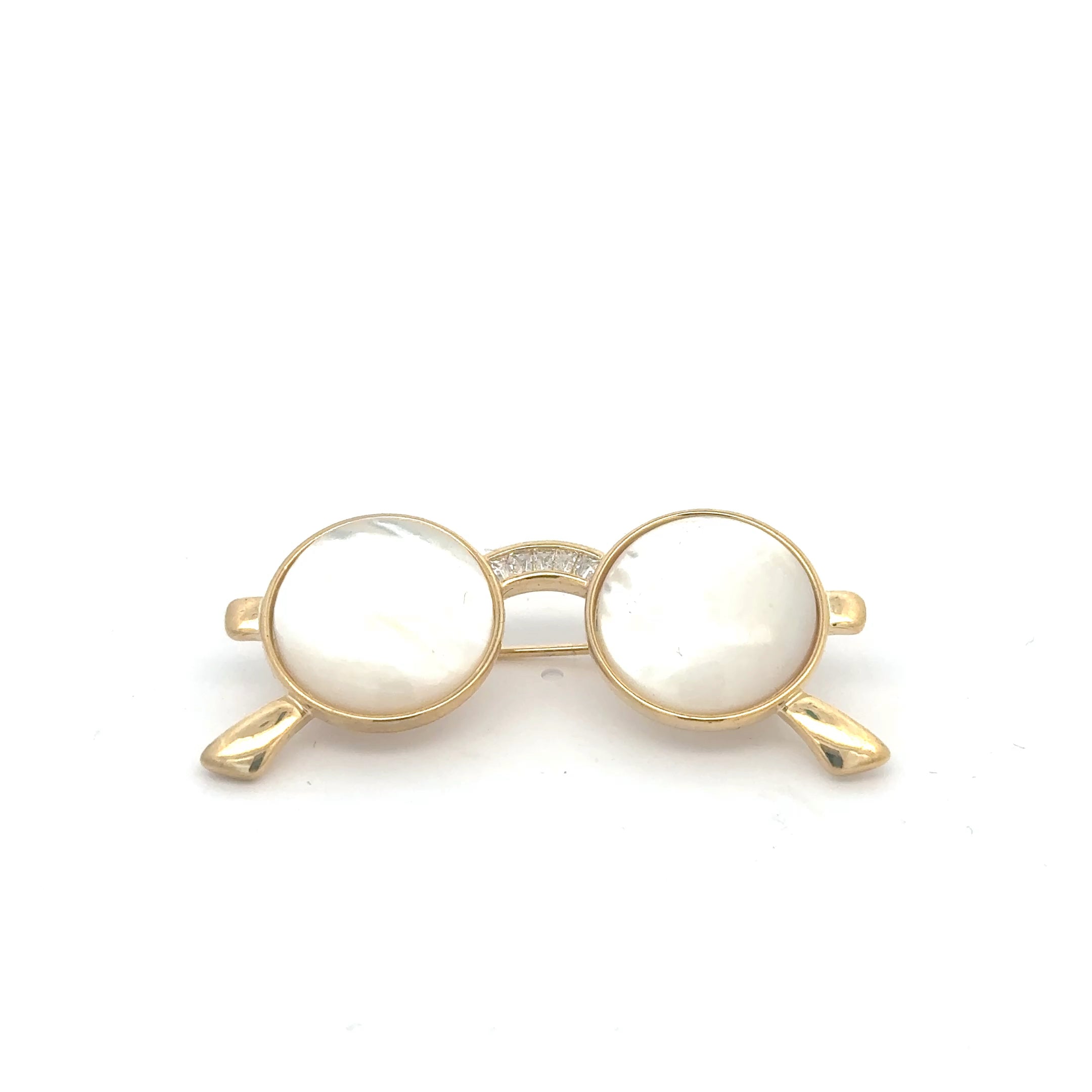 Broșă Swarovski Ochelari  – Placată cu Aur de 18K