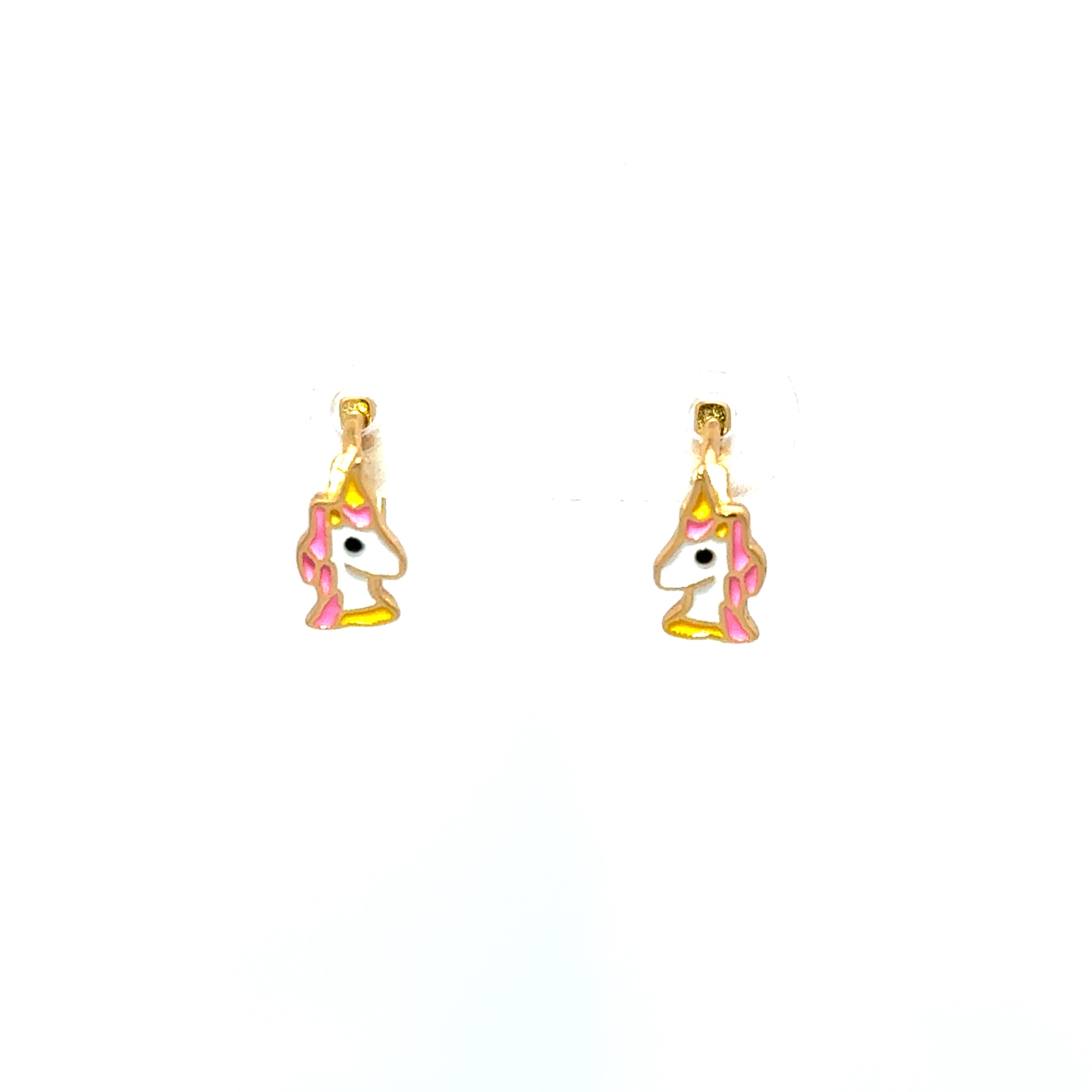 Cercei pentru copii, din argint 925 placați cu aur de 18k, în formă de unicorn