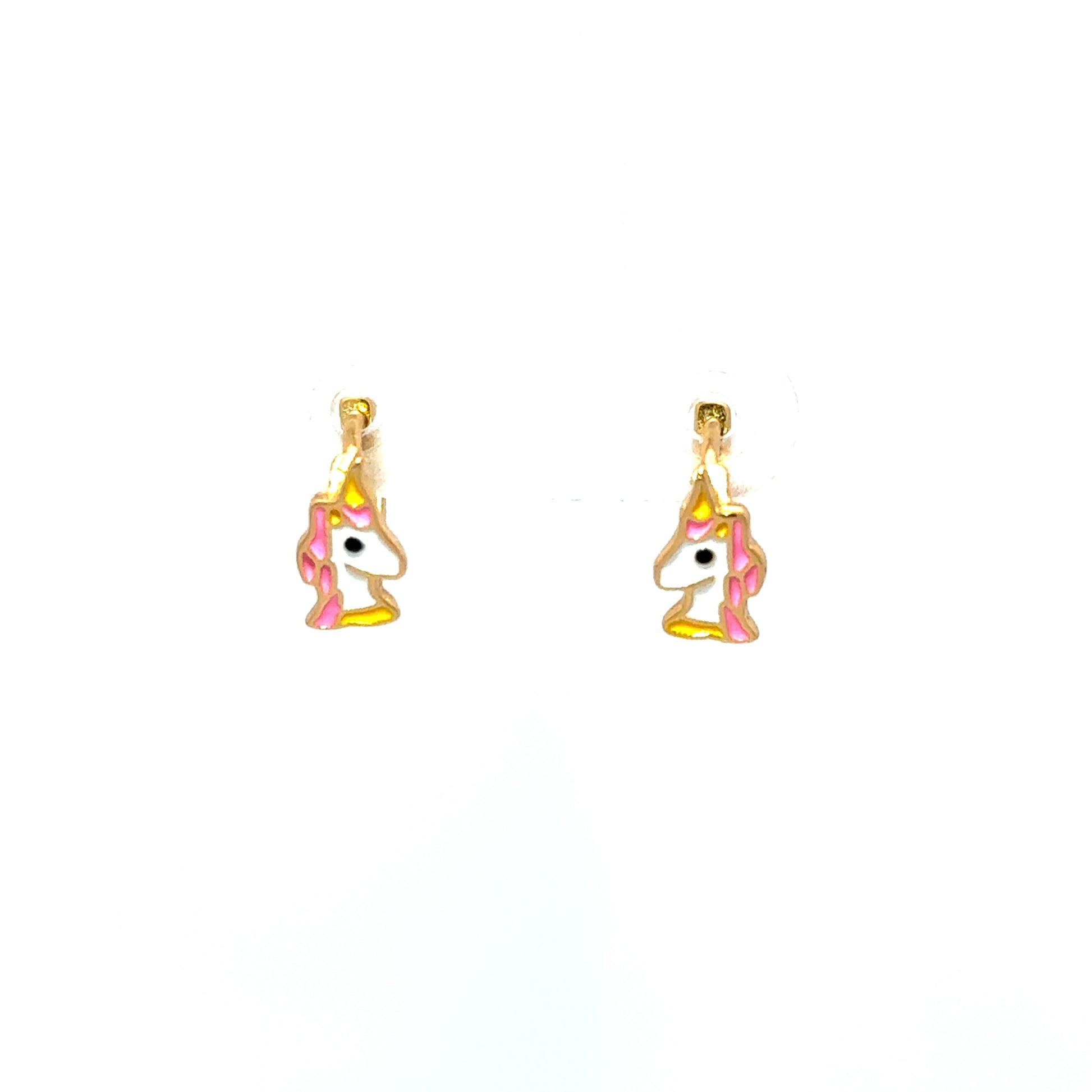 Cercei pentru copii, din argint 925 placați cu aur de 18k, în formă de unicorn