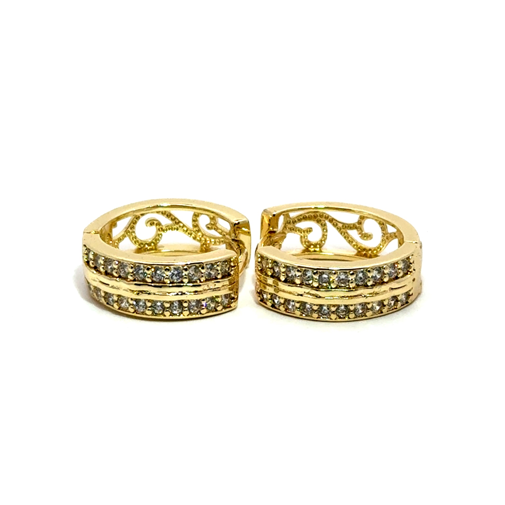 Cercei dama placati cu aur lati cu pietricele