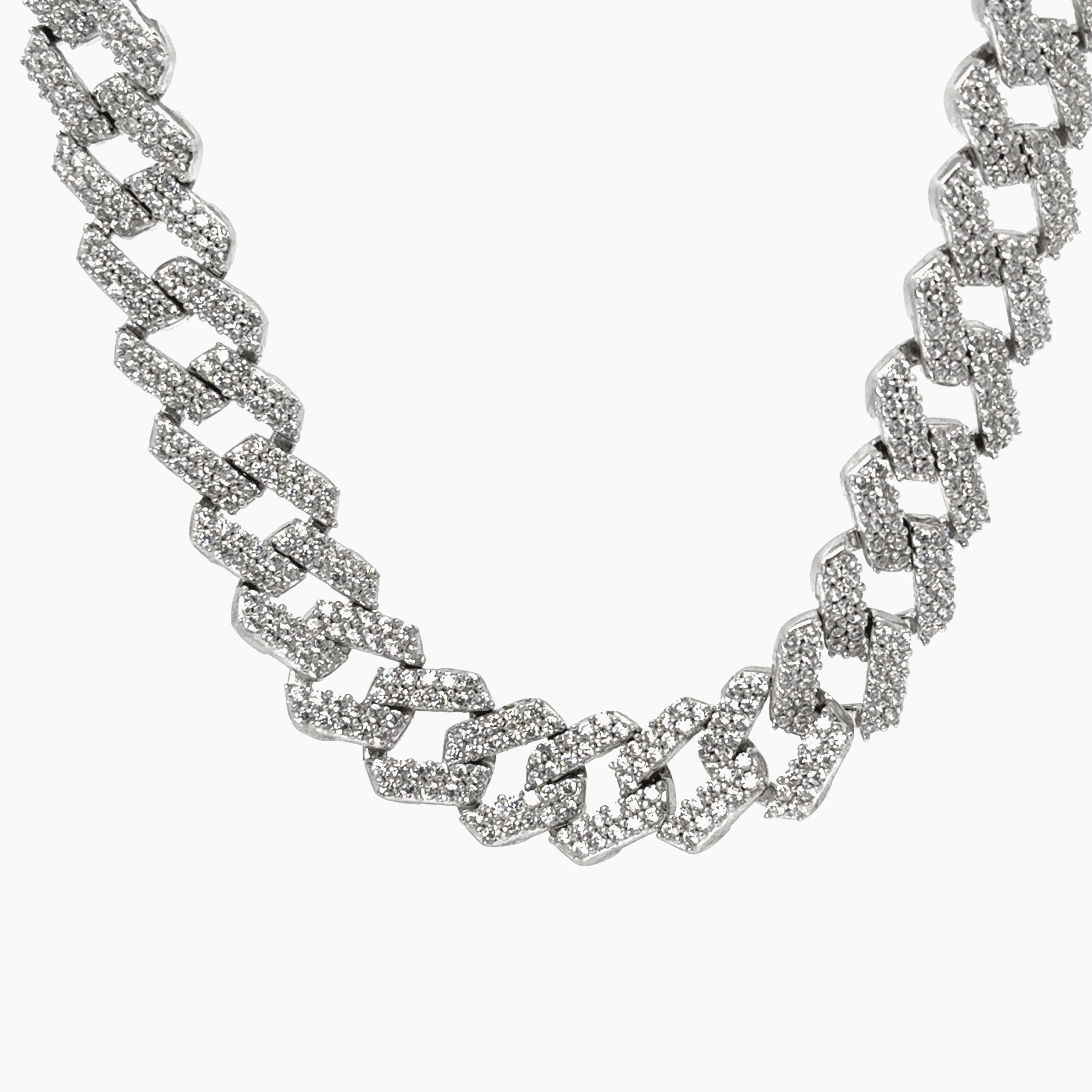 Lant din argint Cuban, cu Elemente Swarovski