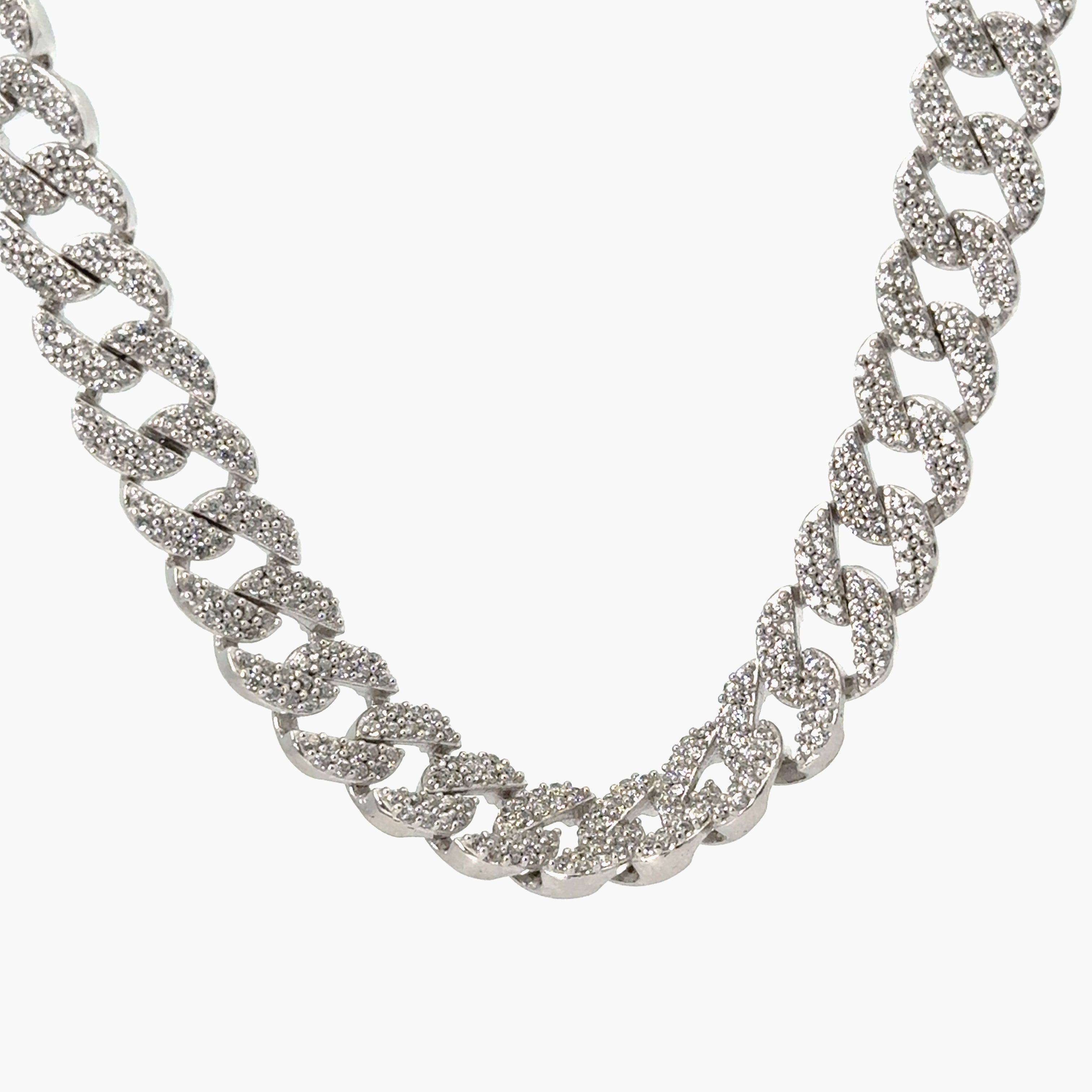 Lant din argint Cuban cu Elemente Swarovski