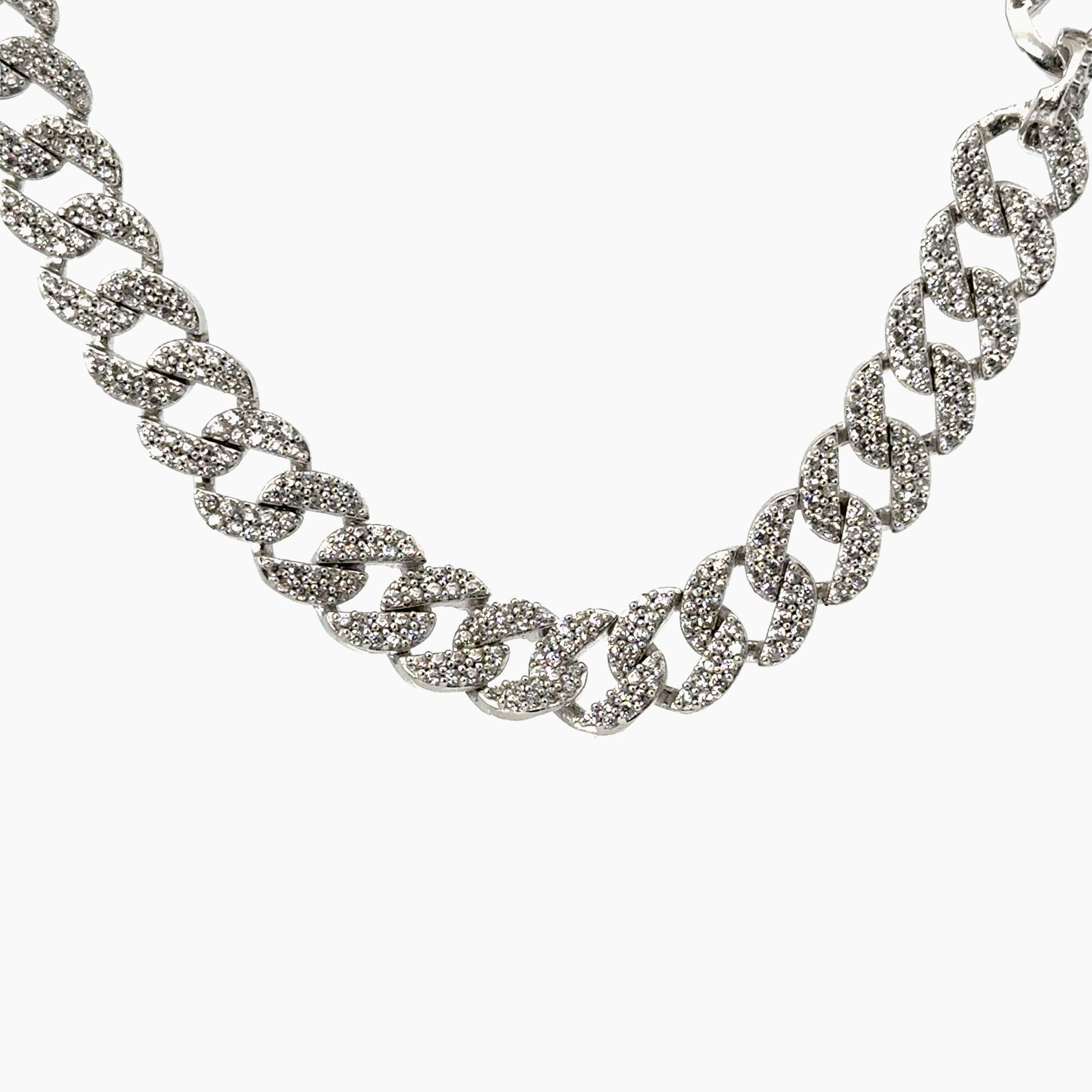 Lant din argint Cuban cu Elemente Swarovski