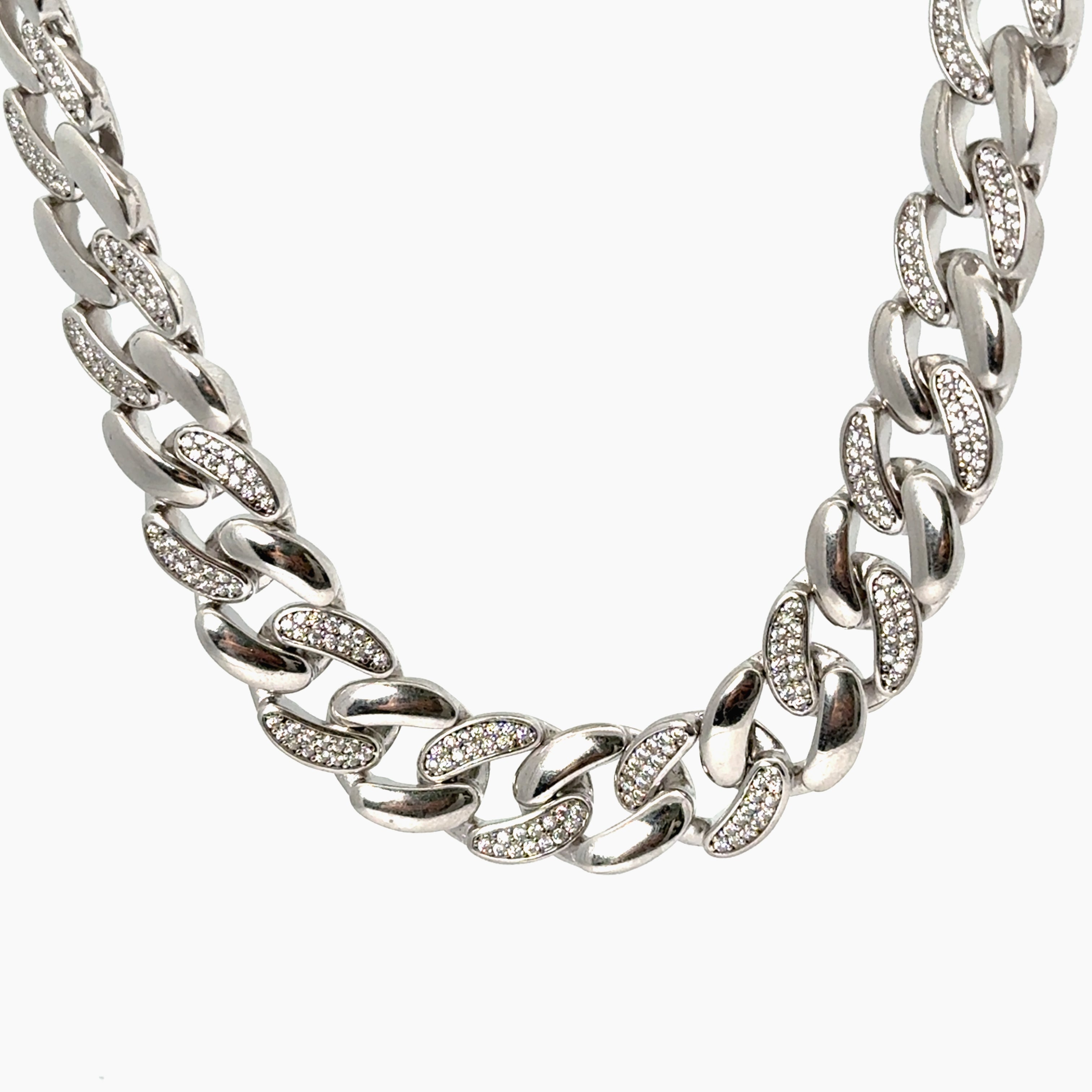 Lant din argint Cuban cu Elemente Swarovski