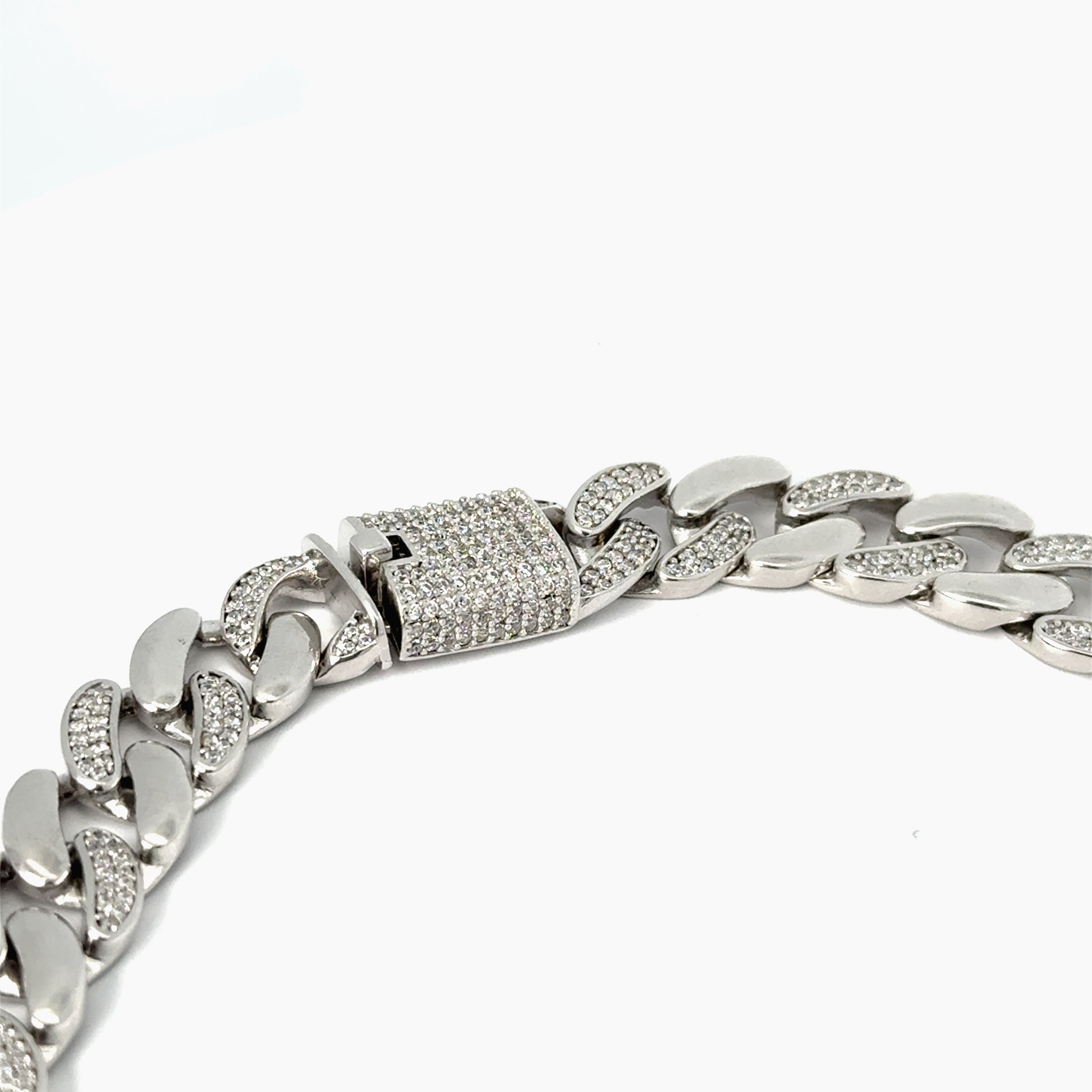 Lant din argint Cuban cu Elemente Swarovski