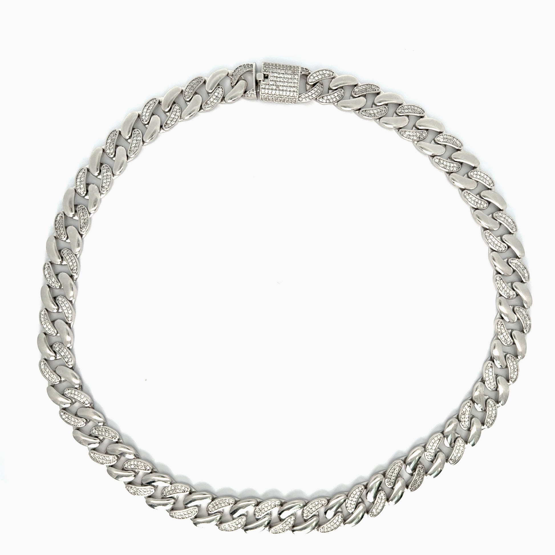 Lant din argint Cuban cu Elemente Swarovski