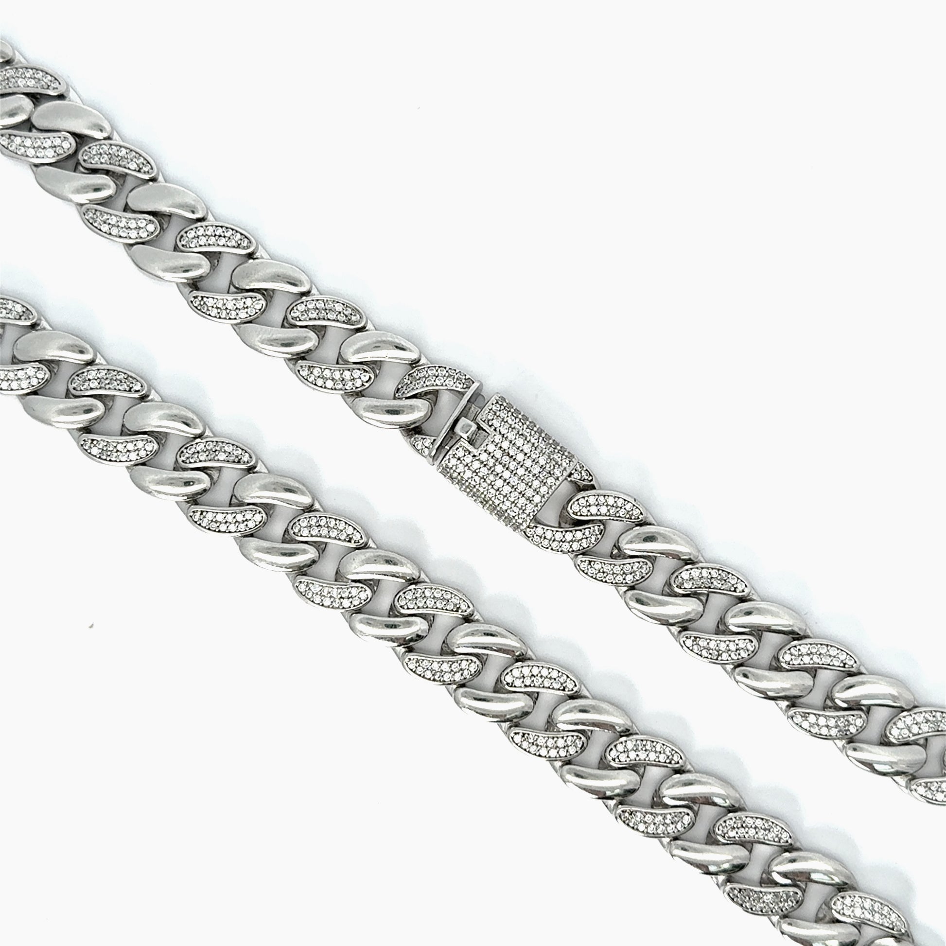 Lant din argint Cuban cu Elemente Swarovski