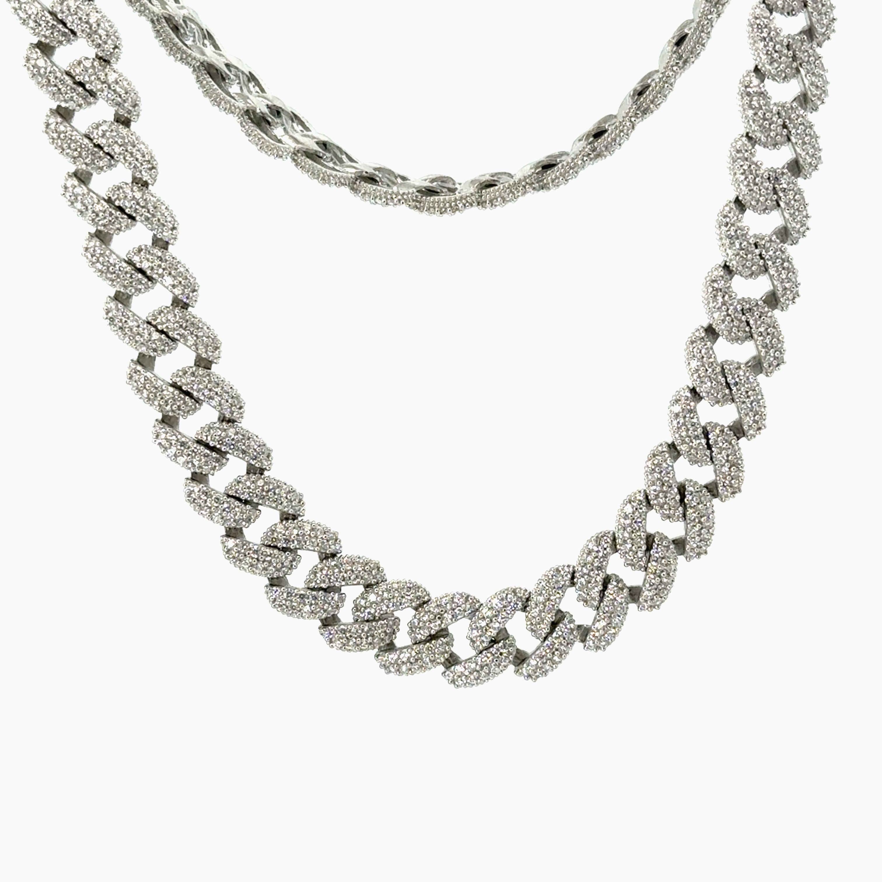 Lant din argint Cuban cu Elemente Swarovski